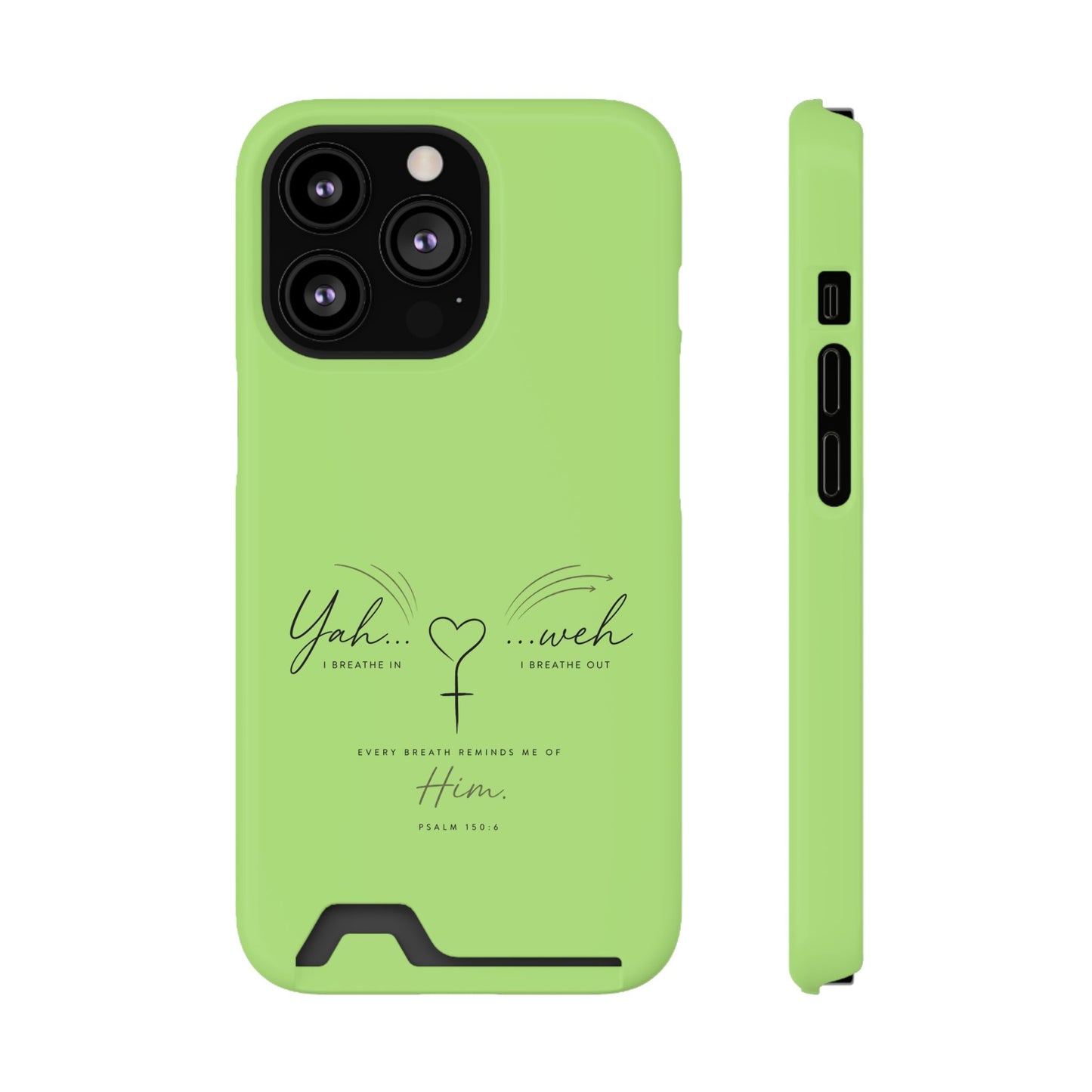 Green Faith Phone Case with Card Holder — "Yahweh" Psalm IPHONE