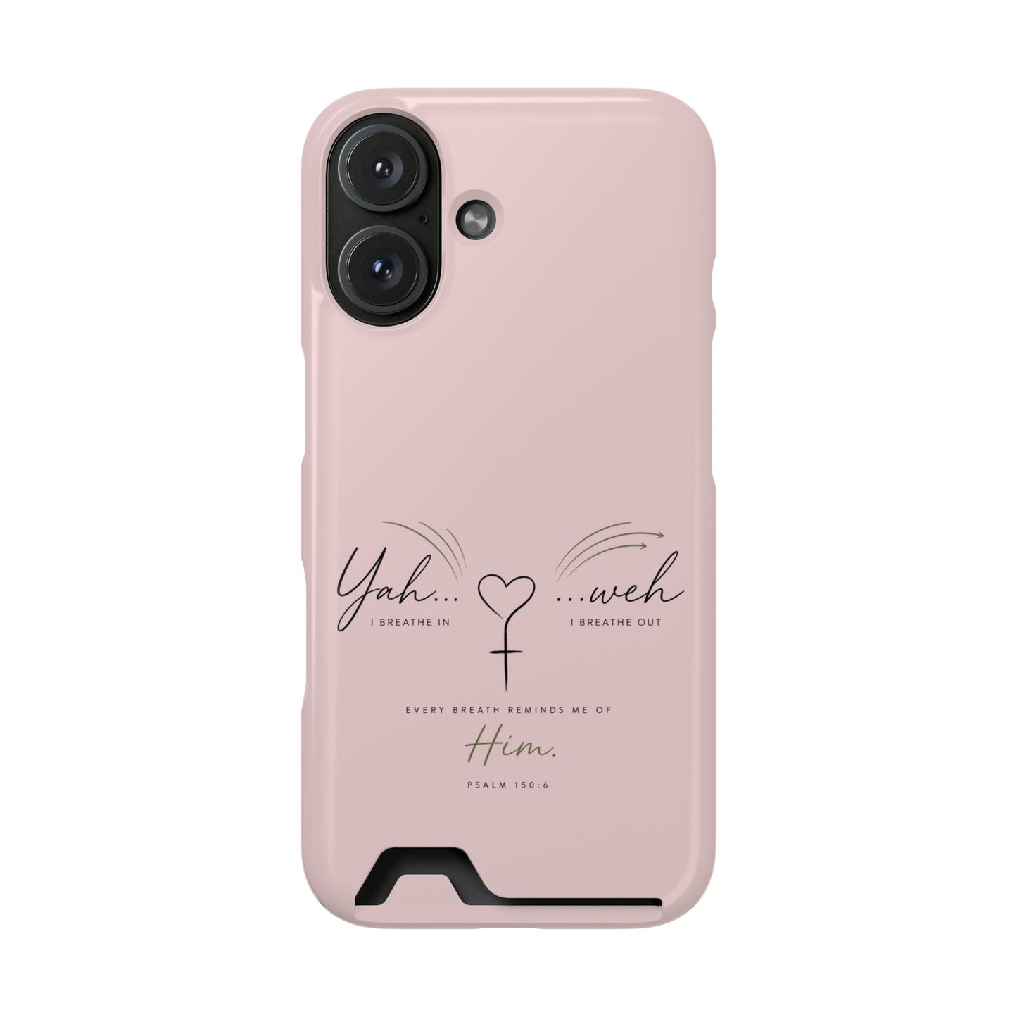 Pink Faith Phone Case with Card Holder — "Yahweh" Psalm IPHONE