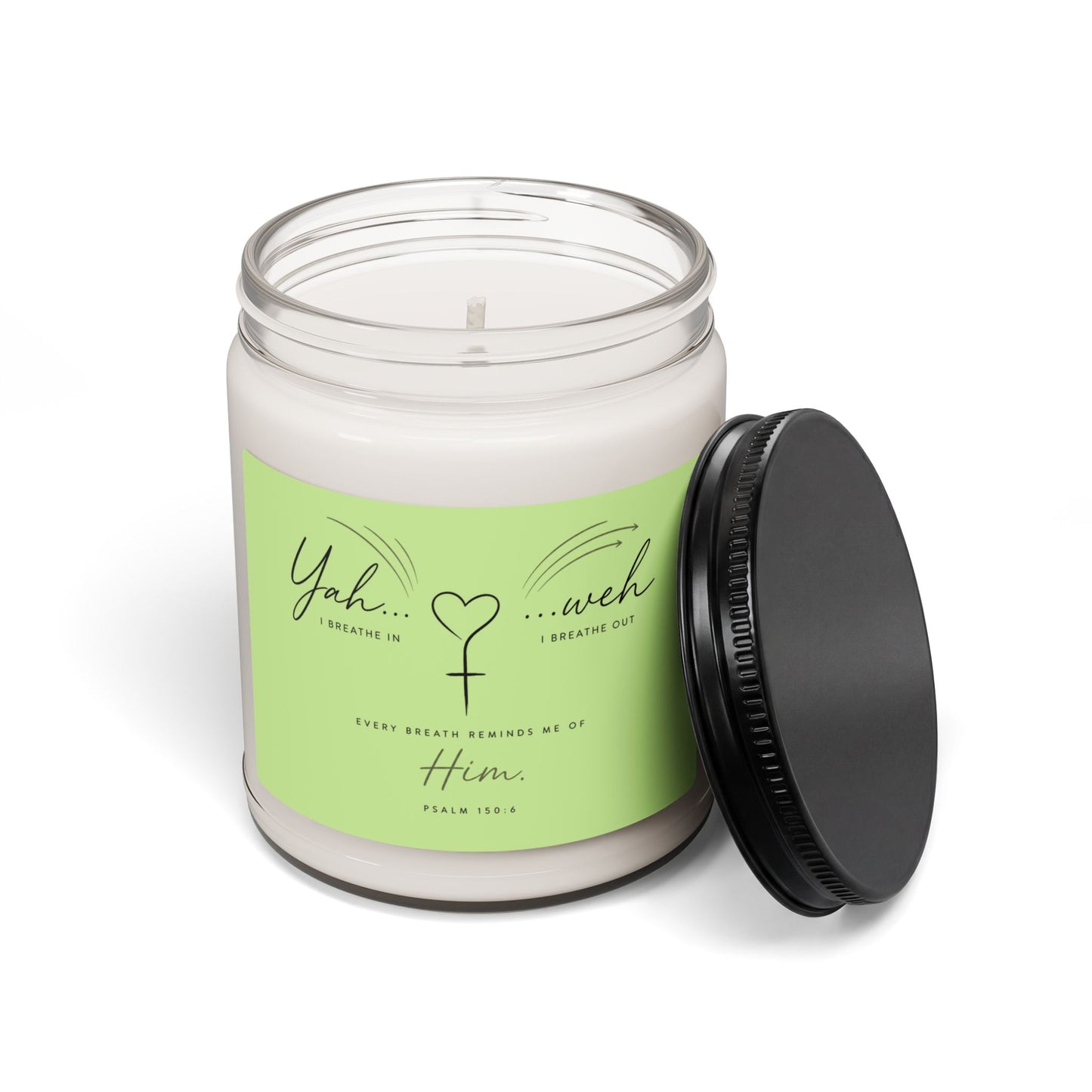 Soy Candle — "Yahweh" Inspirational Scented 9oz Jar (Biblical Psalm Label)