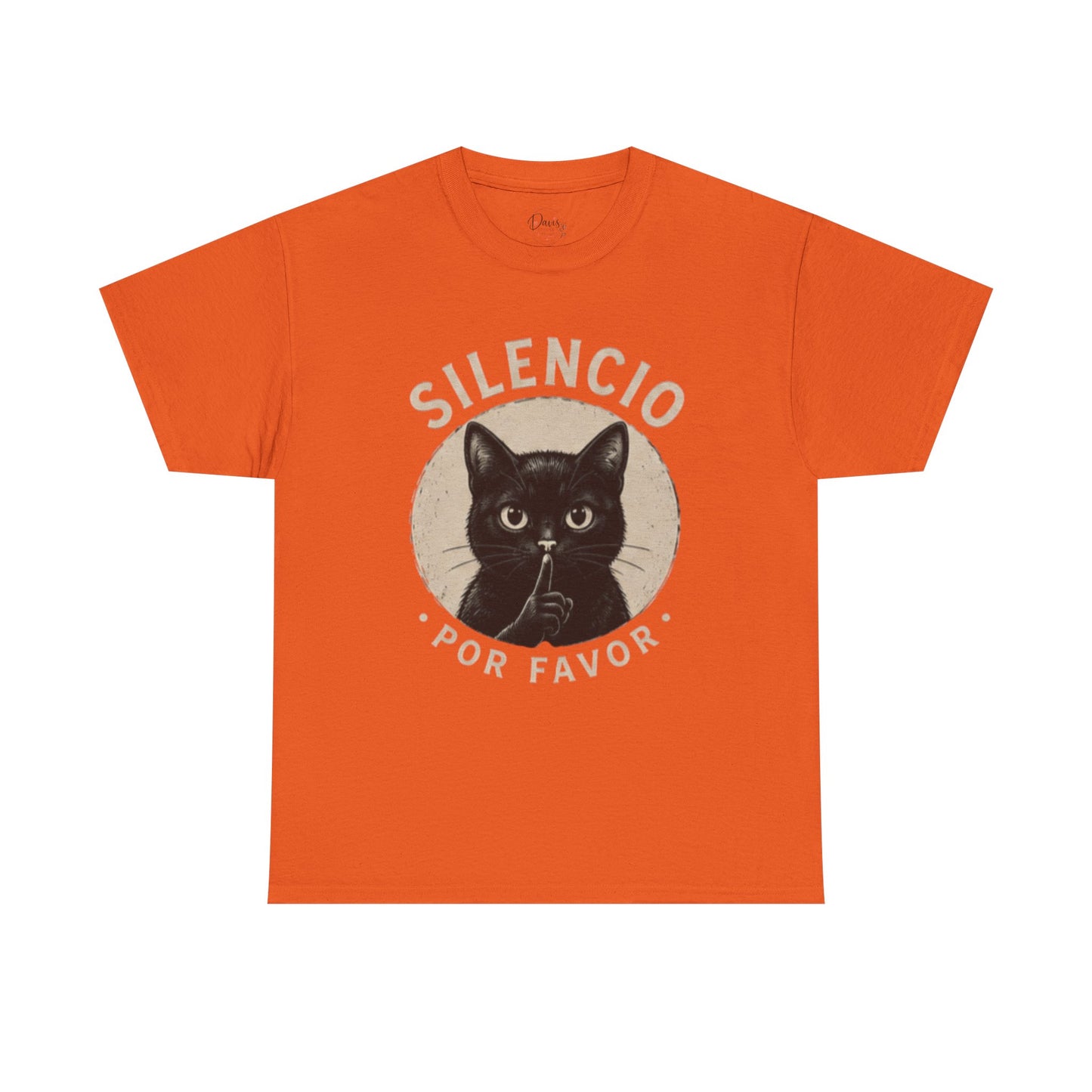 Unisex Heavy Cotton Tee Silencio Black Cat