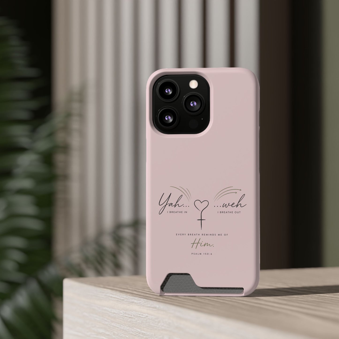 Pink Faith Phone Case with Card Holder — "Yahweh" Psalm IPHONE