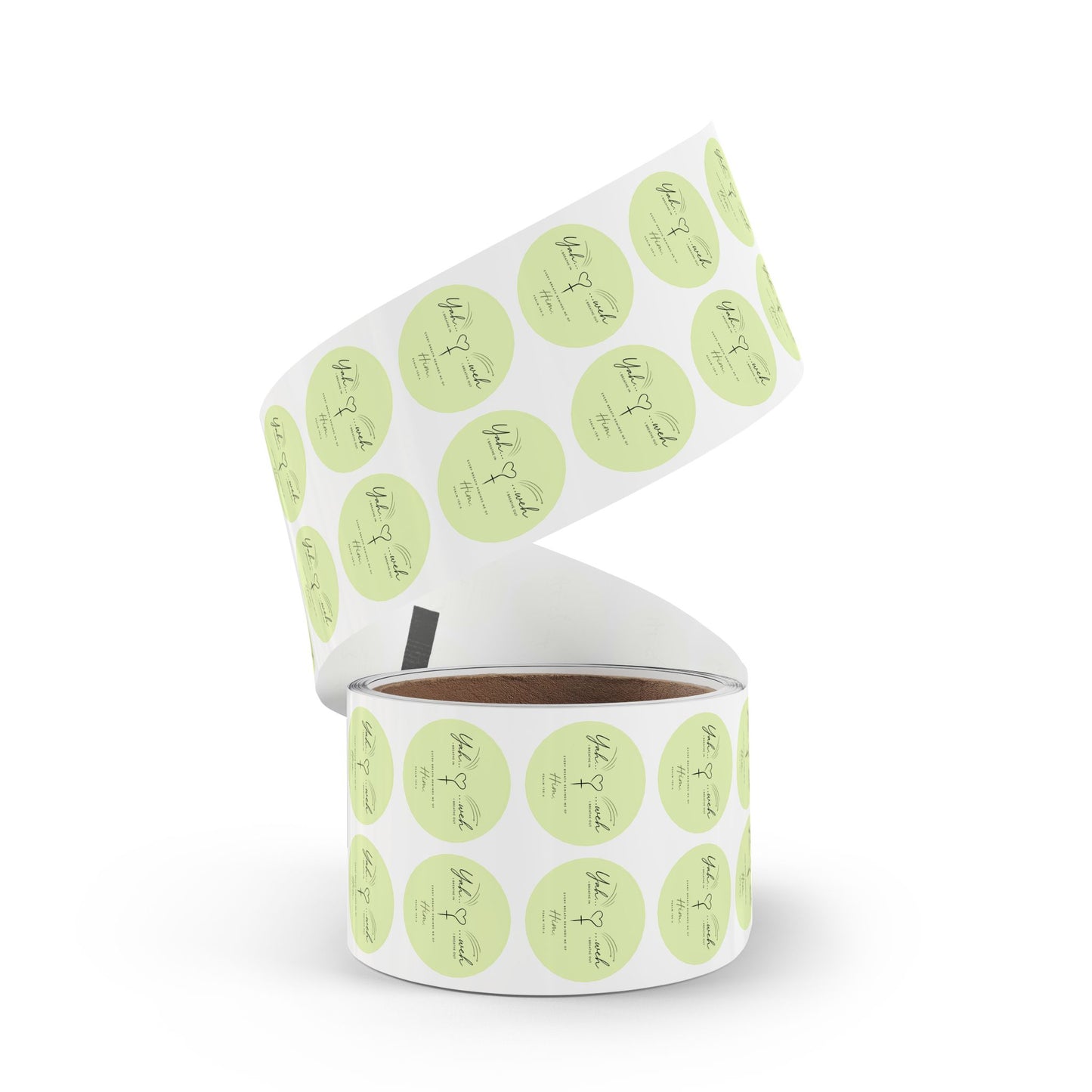 Round Inspirational Sticker Rolls – 'Breathe In, Breathe Out' Faith Label
