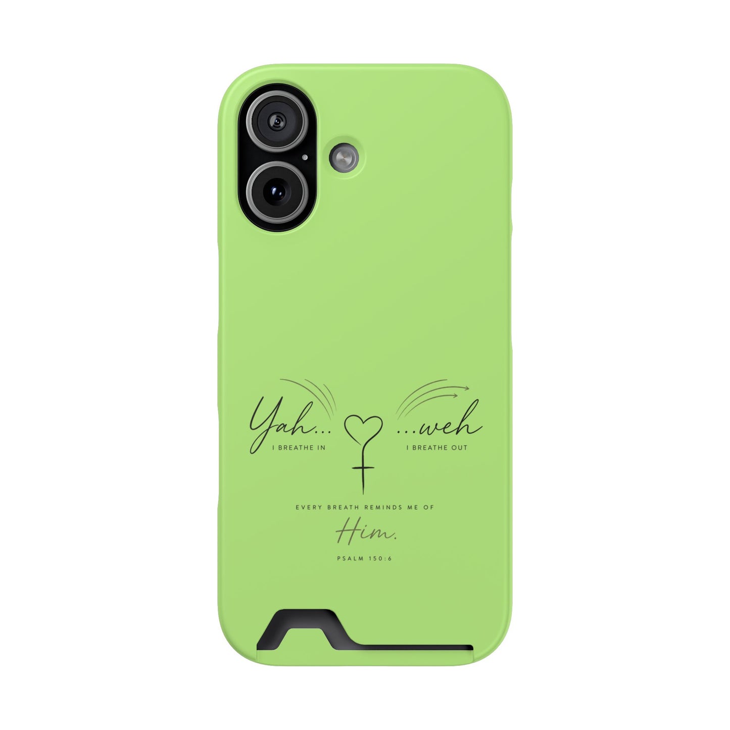 Green Faith Phone Case with Card Holder — "Yahweh" Psalm IPHONE