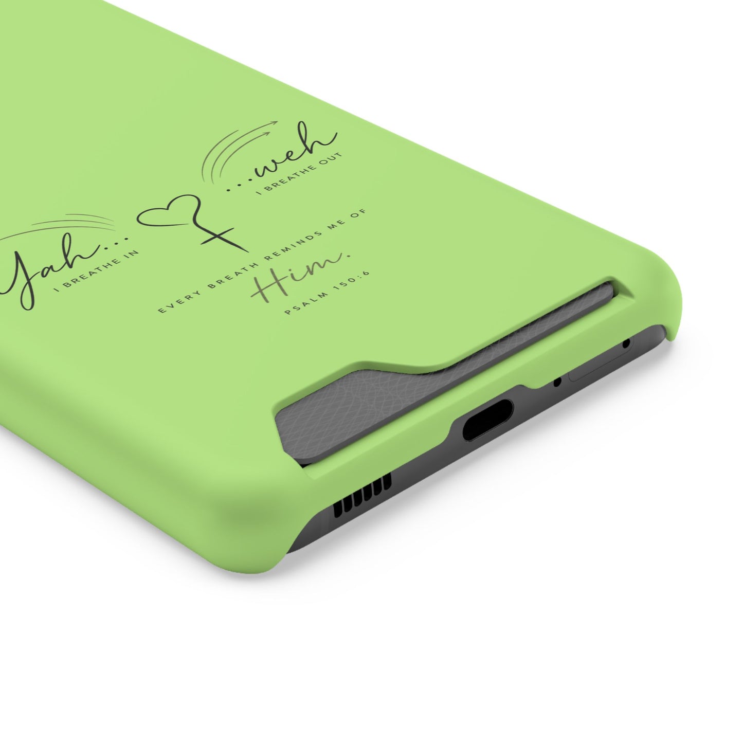 Green Pink Faith Phone Case with Card Holder — "Yahweh" Psalm SAMSUNG