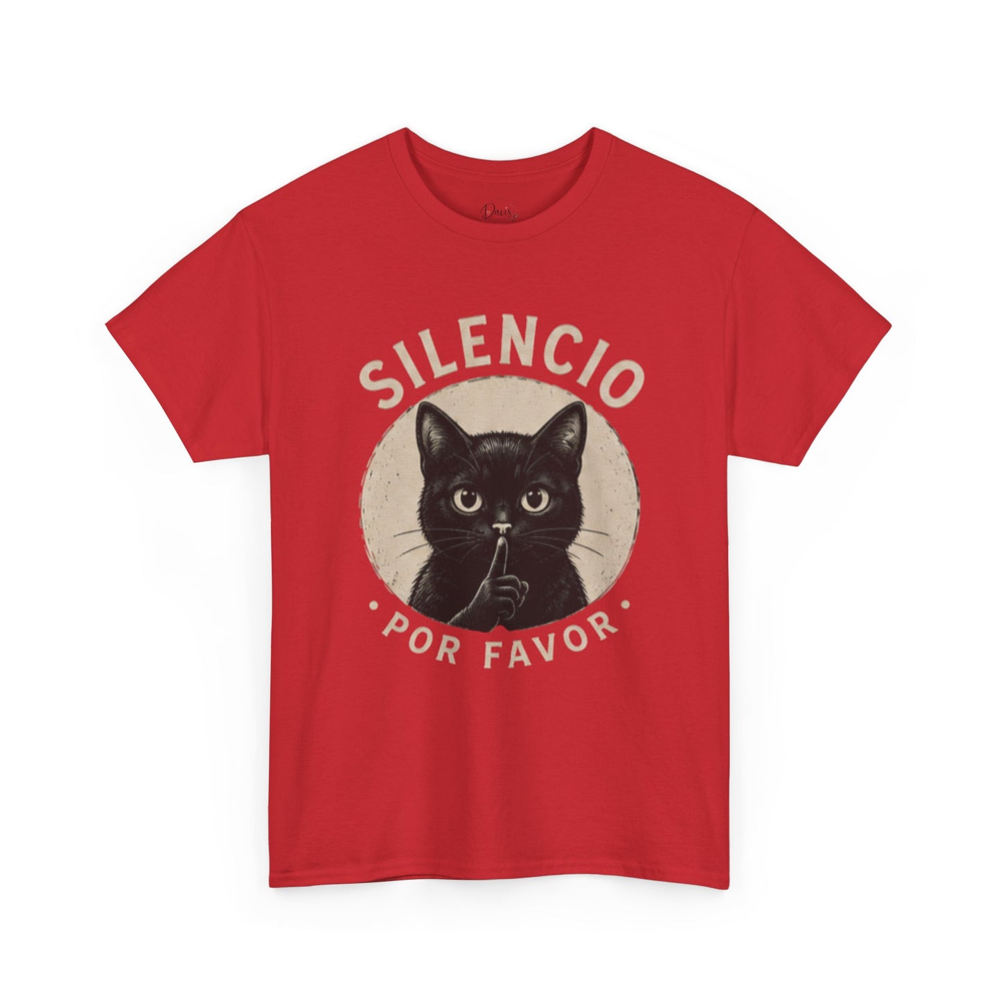 Unisex Heavy Cotton Tee Silencio Black Cat