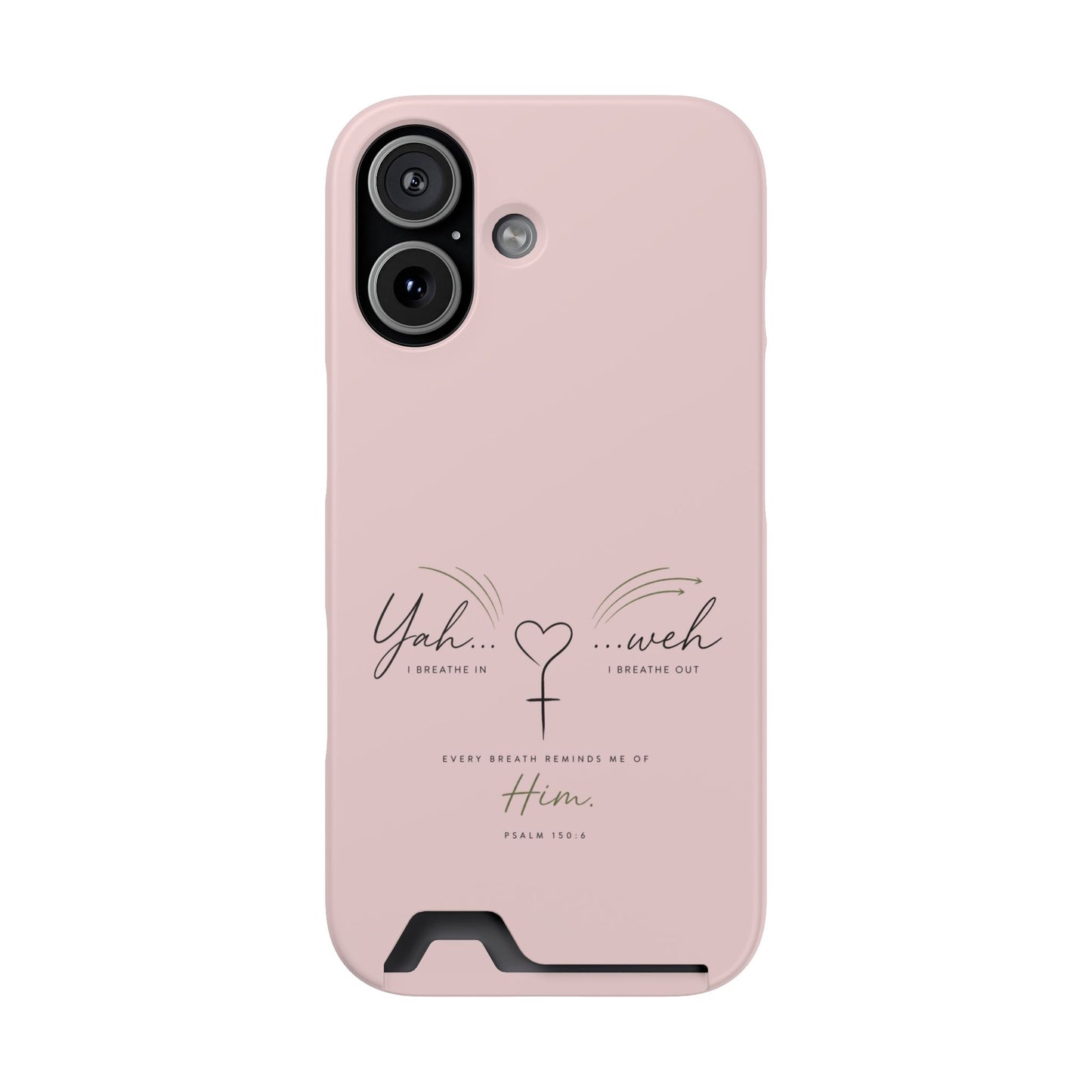 Pink Faith Phone Case with Card Holder — "Yahweh" Psalm IPHONE