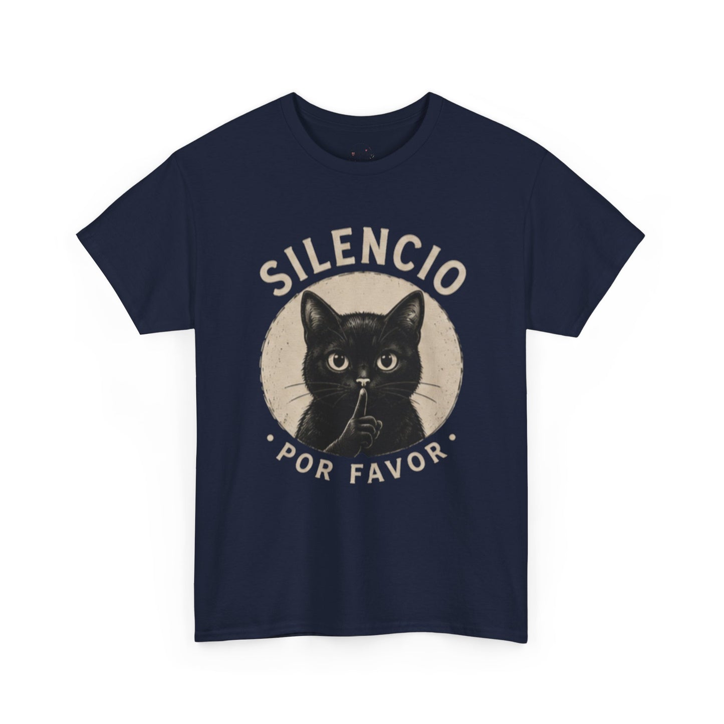 Unisex Heavy Cotton Tee Silencio Black Cat
