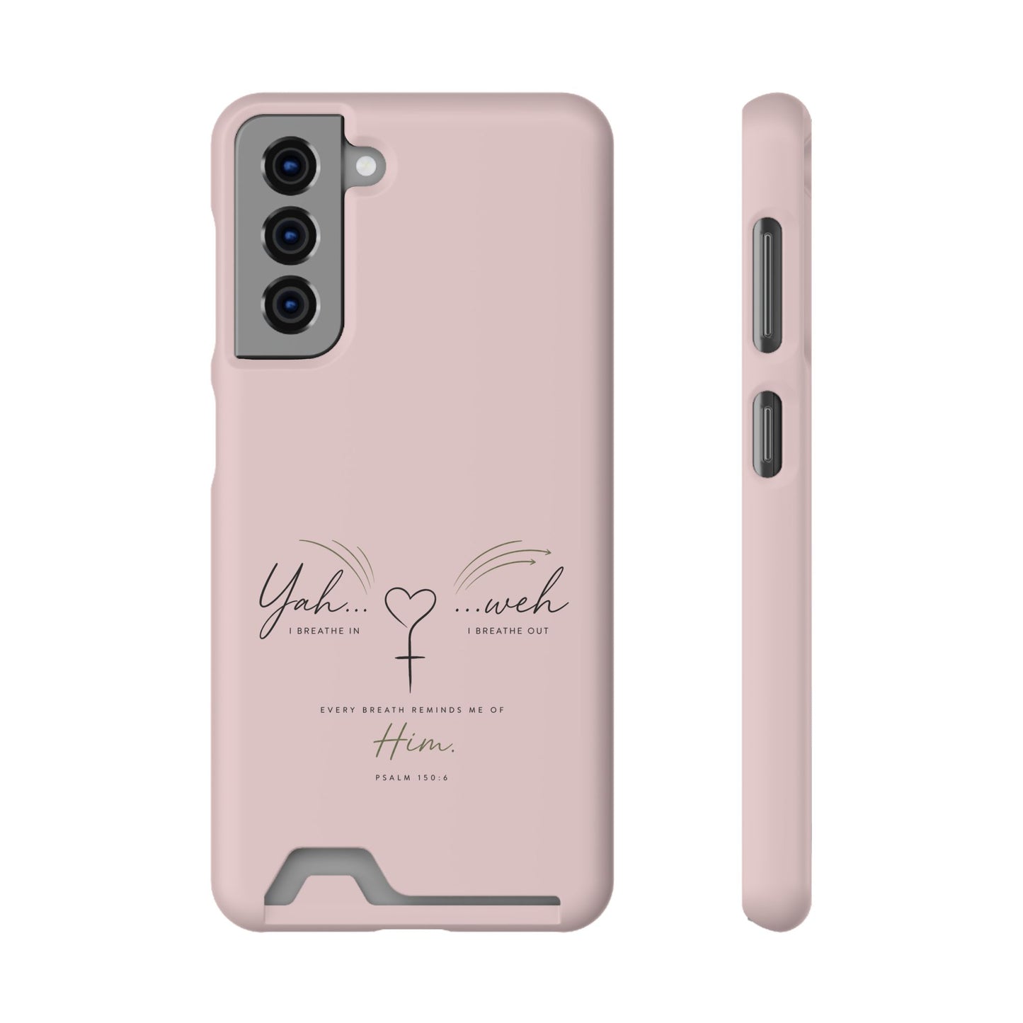 Pink Faith Phone Case with Card Holder — "Yahweh" Psalm SAMSUNG
