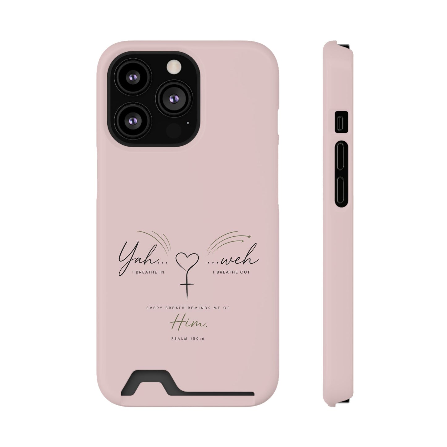 Pink Faith Phone Case with Card Holder — "Yahweh" Psalm IPHONE