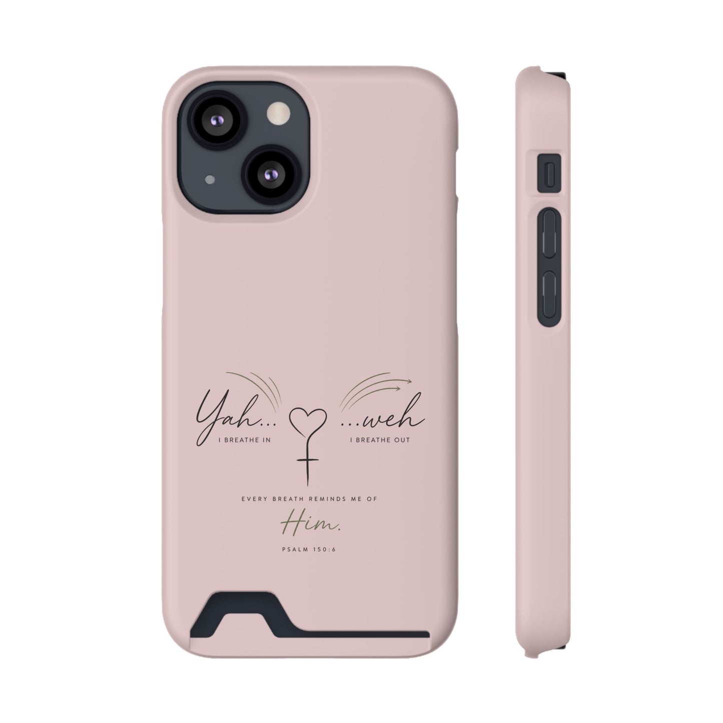 Pink Faith Phone Case with Card Holder — "Yahweh" Psalm IPHONE