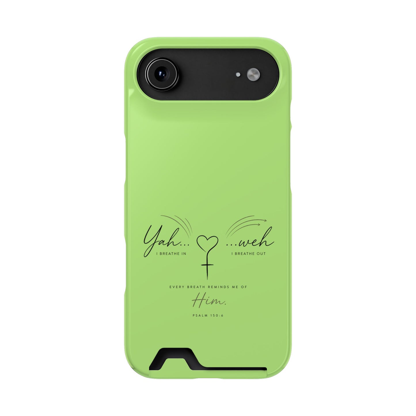 Green Faith Phone Case with Card Holder — "Yahweh" Psalm IPHONE