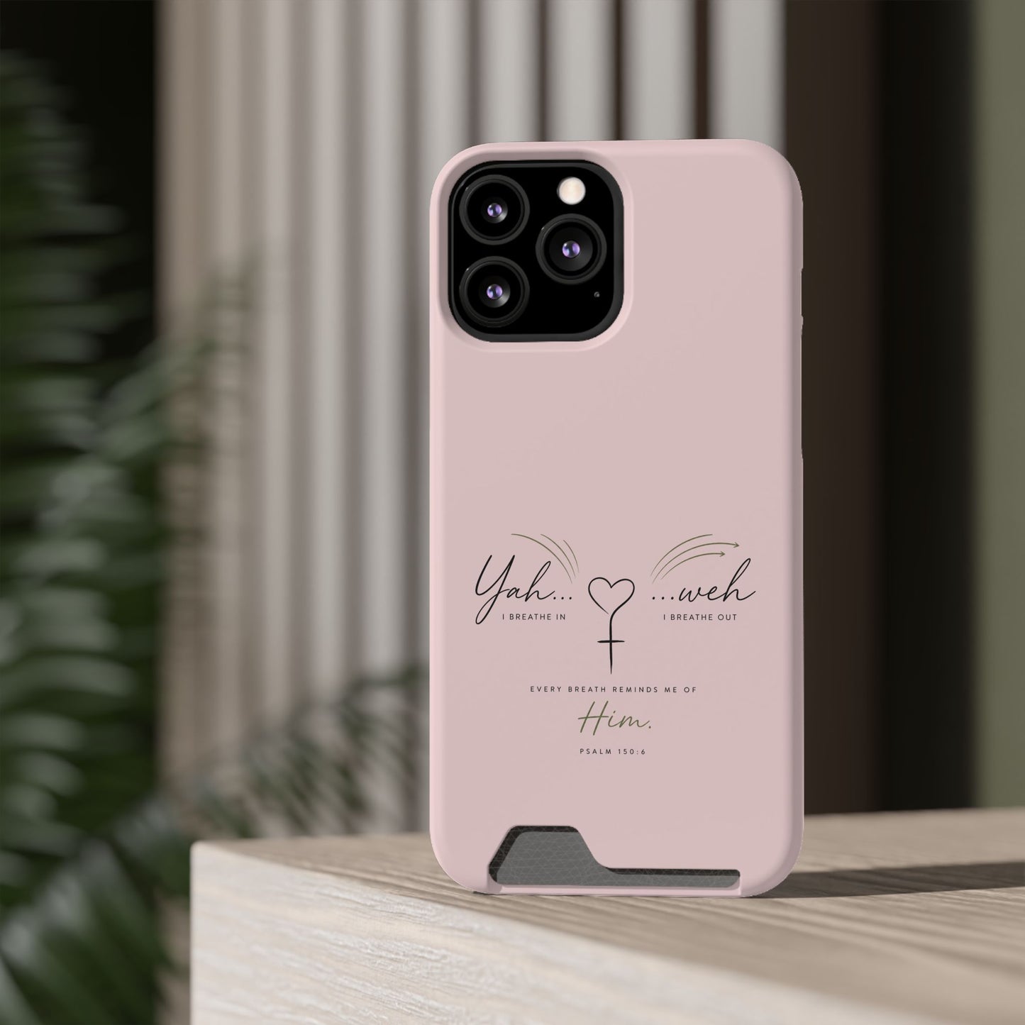Pink Faith Phone Case with Card Holder — "Yahweh" Psalm IPHONE