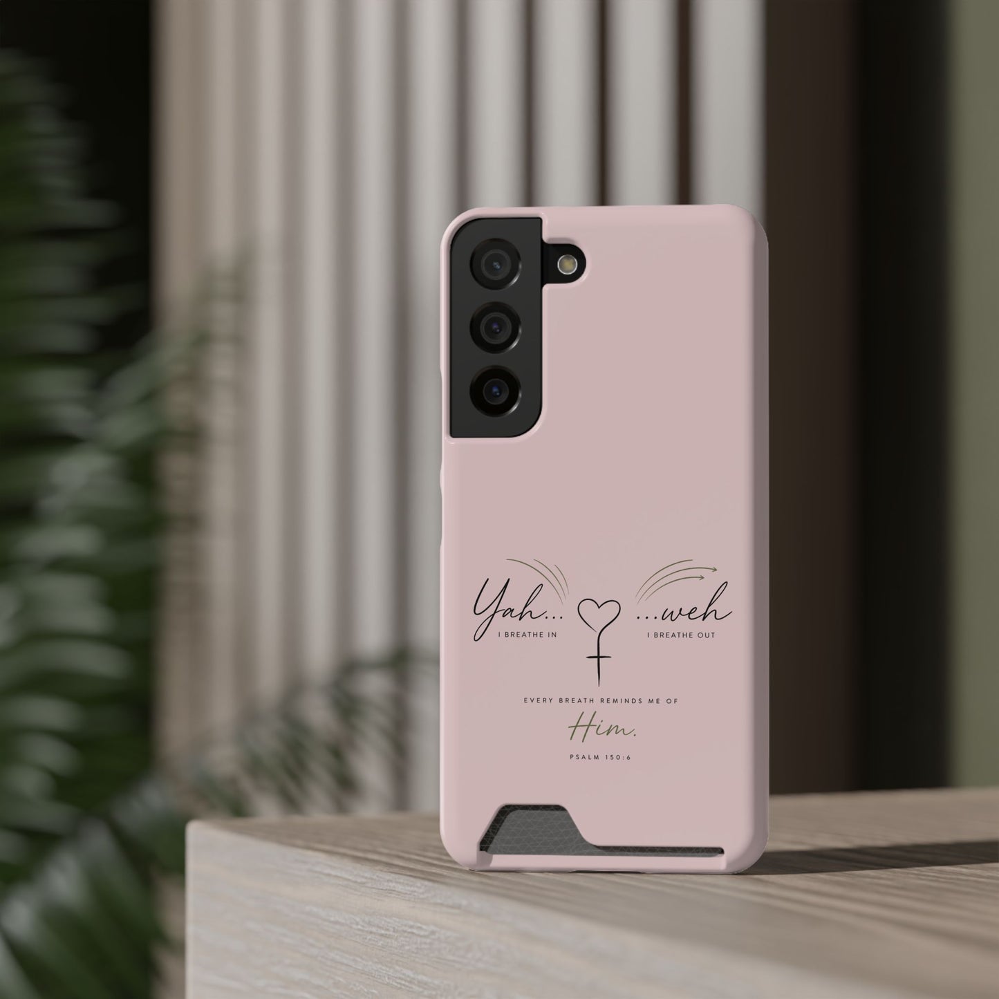 Pink Faith Phone Case with Card Holder — "Yahweh" Psalm SAMSUNG