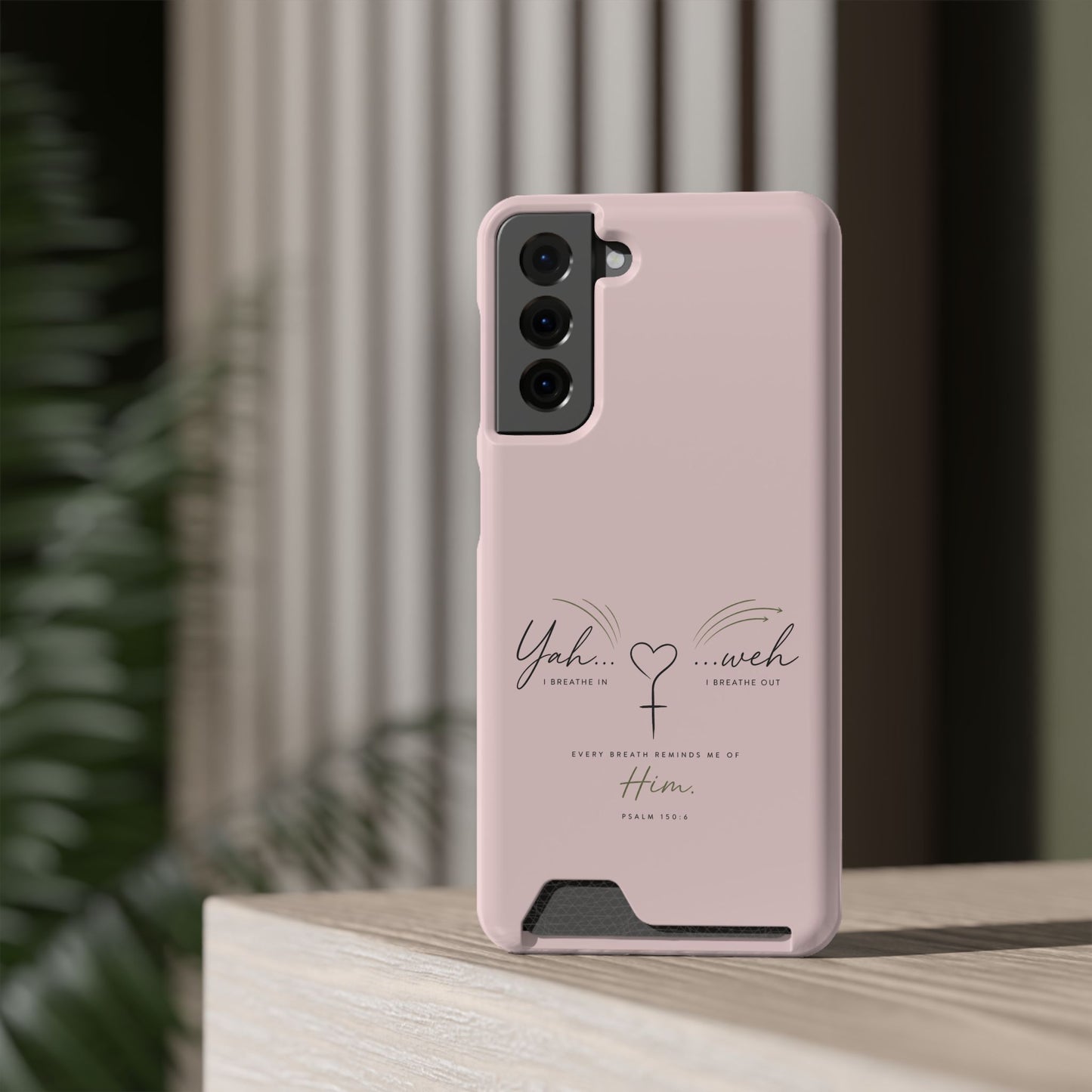 Pink Faith Phone Case with Card Holder — "Yahweh" Psalm SAMSUNG