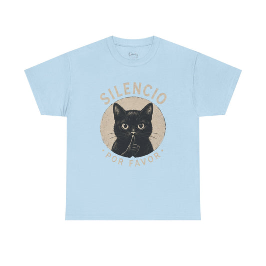 Unisex Heavy Cotton Tee Silencio Black Cat