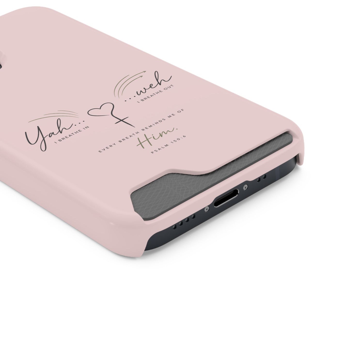 Pink Faith Phone Case with Card Holder — "Yahweh" Psalm IPHONE