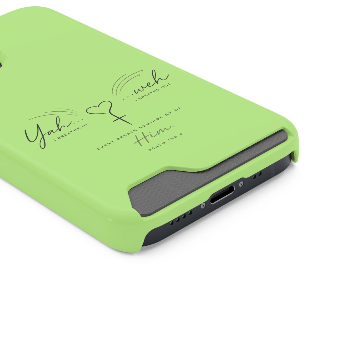 Green Faith Phone Case with Card Holder — "Yahweh" Psalm IPHONE
