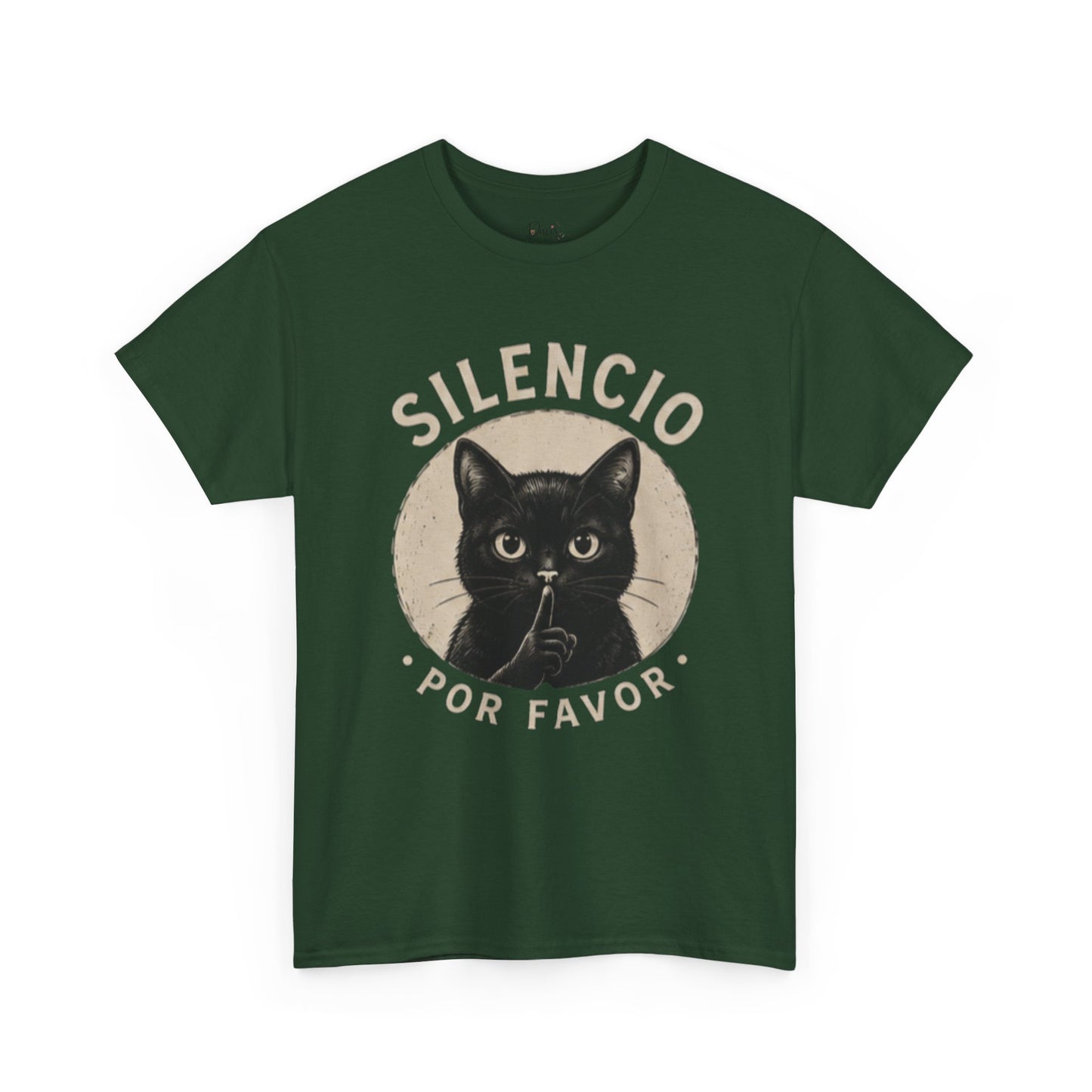 Unisex Heavy Cotton Tee Silencio Black Cat