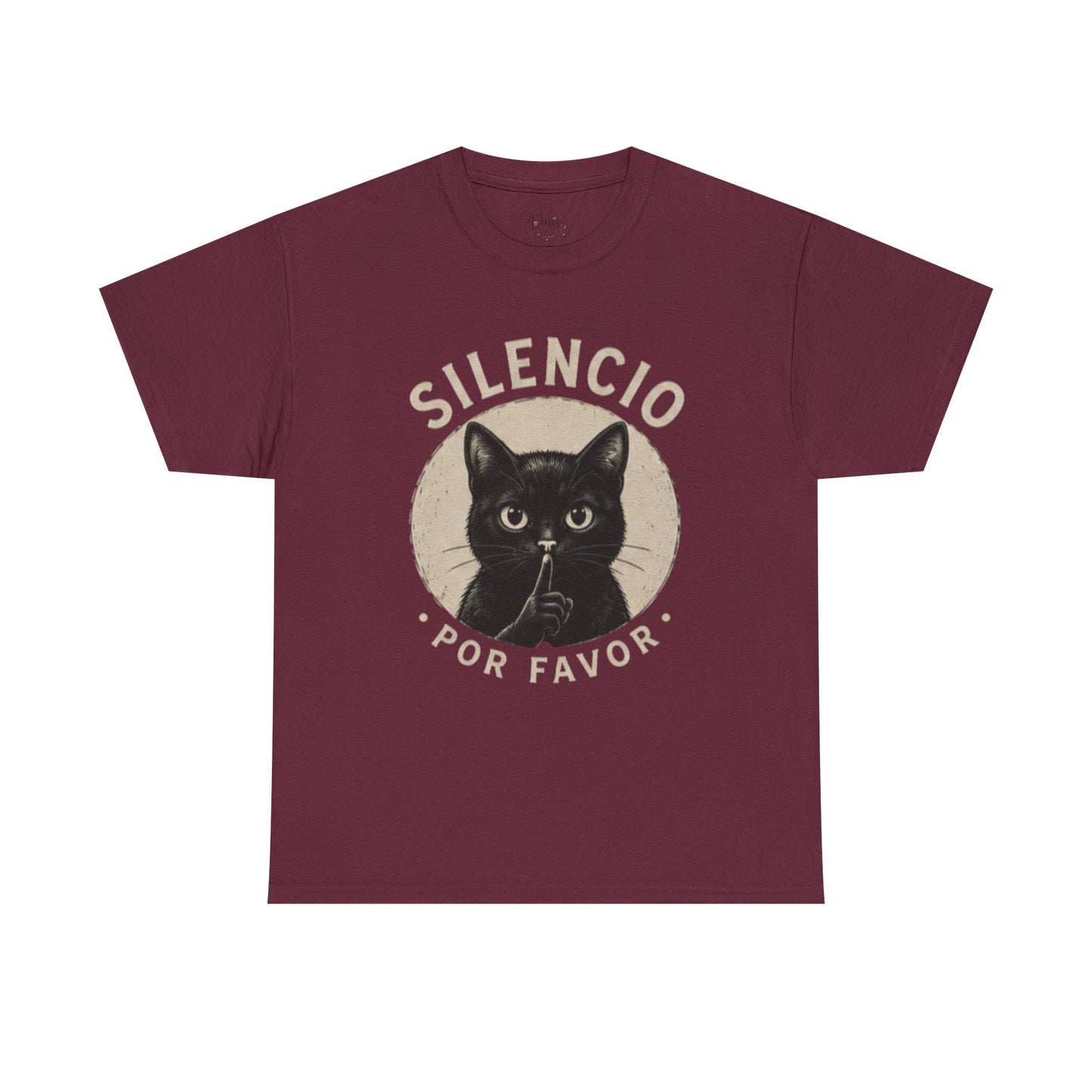 Unisex Heavy Cotton Tee Silencio Black Cat