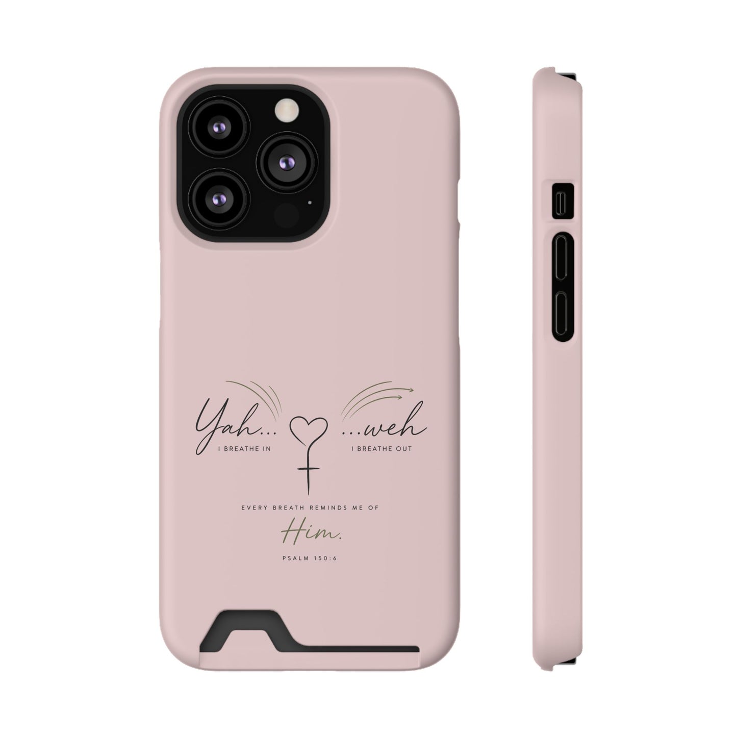 Pink Faith Phone Case with Card Holder — "Yahweh" Psalm IPHONE