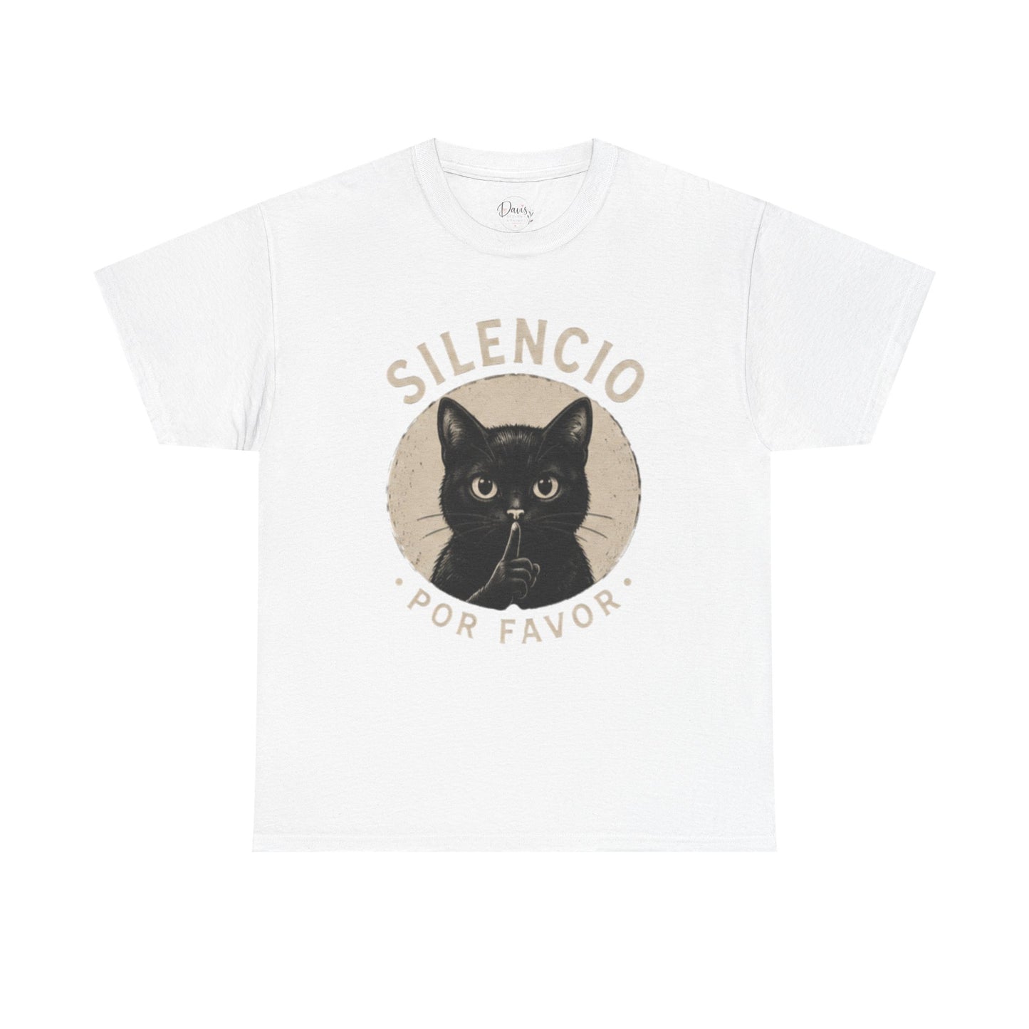 Unisex Heavy Cotton Tee Silencio Black Cat