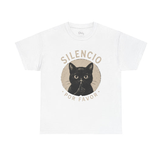 Unisex Heavy Cotton Tee Silencio Black Cat