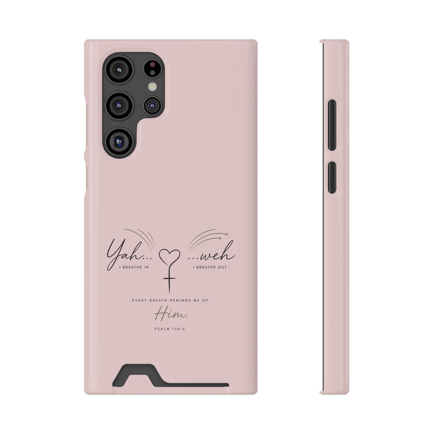 Pink Faith Phone Case with Card Holder — "Yahweh" Psalm SAMSUNG