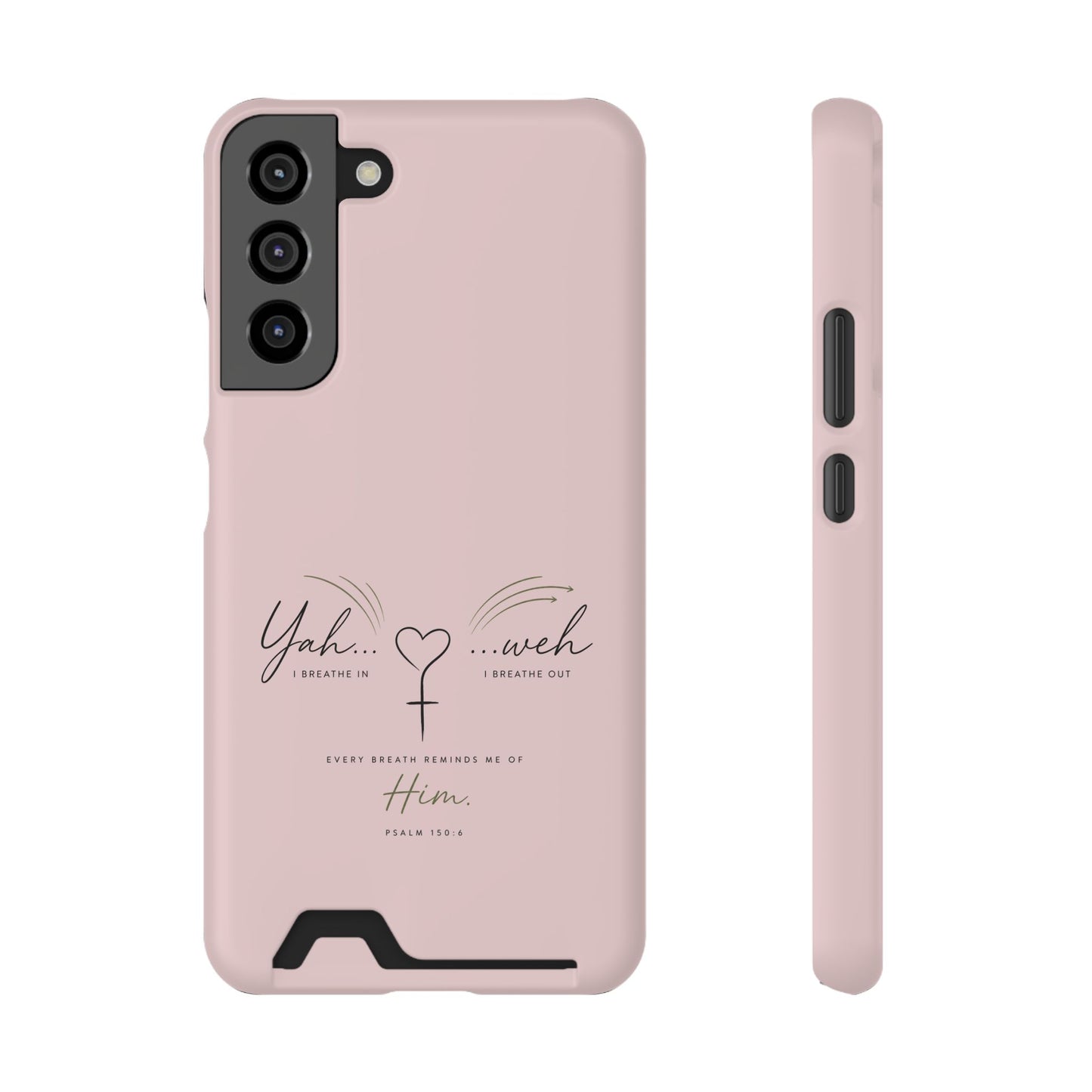 Pink Faith Phone Case with Card Holder — "Yahweh" Psalm SAMSUNG