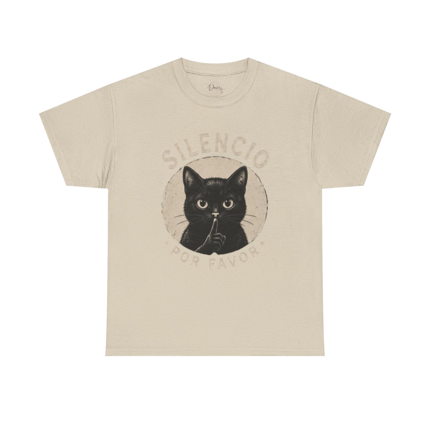 Unisex Heavy Cotton Tee Silencio Black Cat