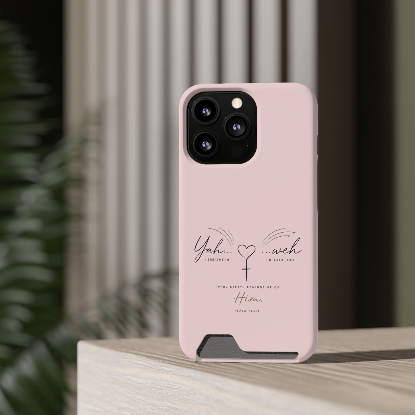Pink Faith Phone Case with Card Holder — "Yahweh" Psalm IPHONE