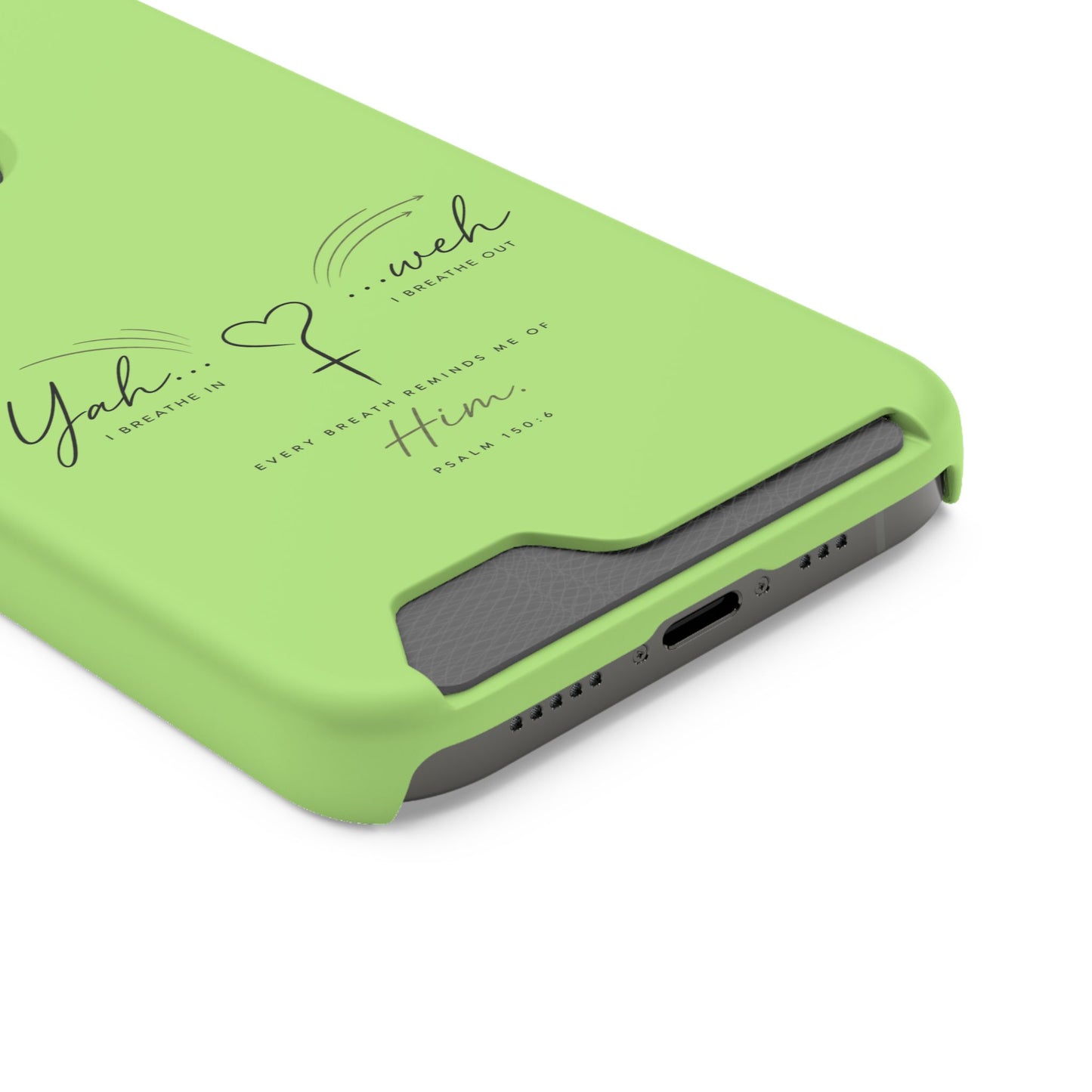Green Faith Phone Case with Card Holder — "Yahweh" Psalm IPHONE