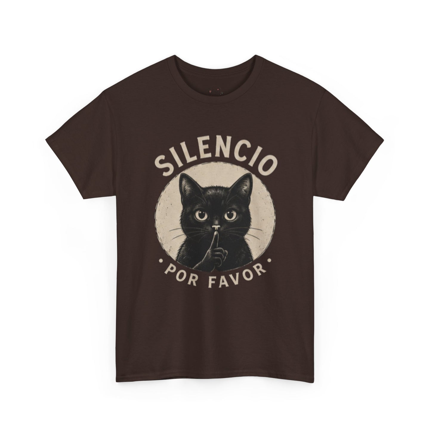 Unisex Heavy Cotton Tee Silencio Black Cat