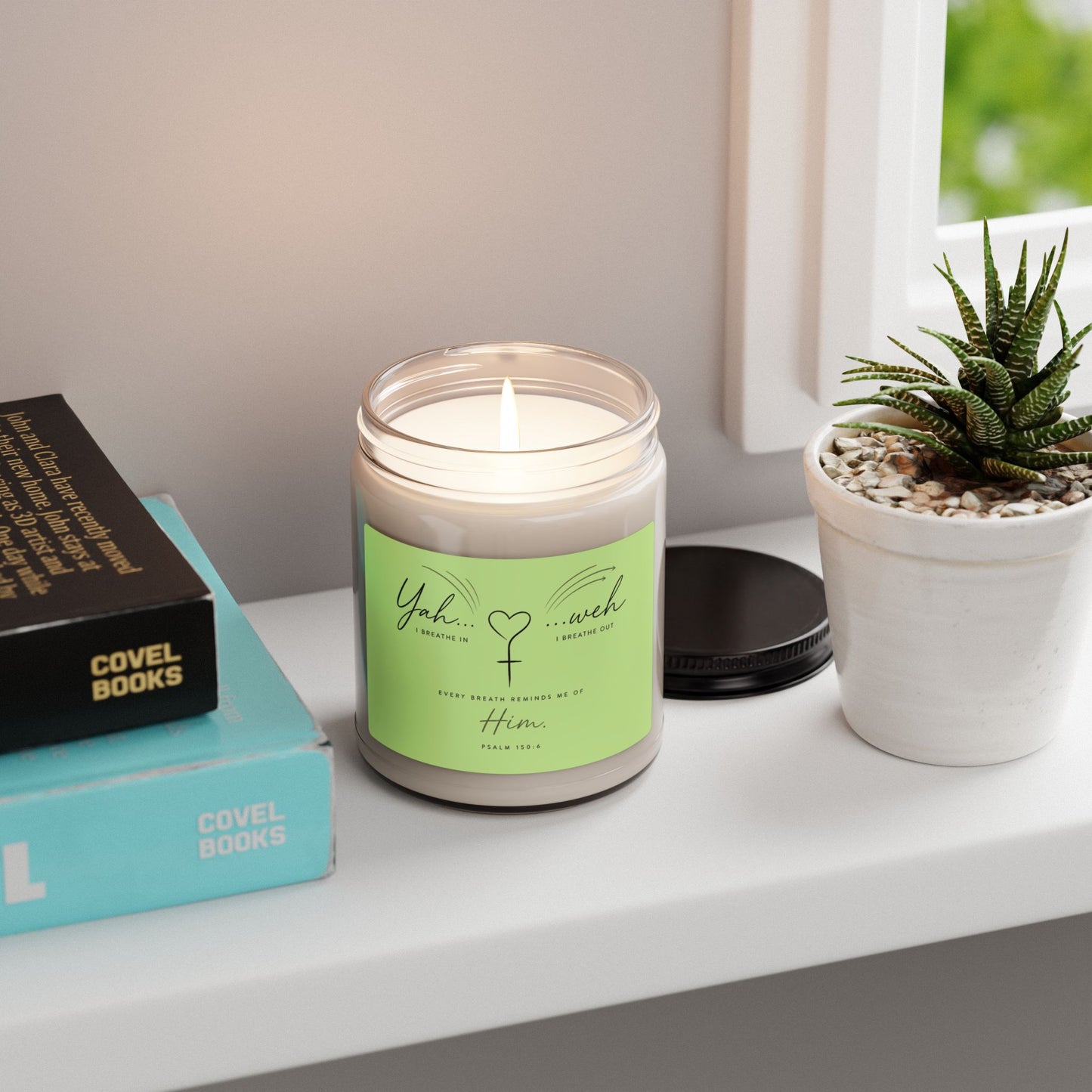 Soy Candle — "Yahweh" Inspirational Scented 9oz Jar (Biblical Psalm Label)