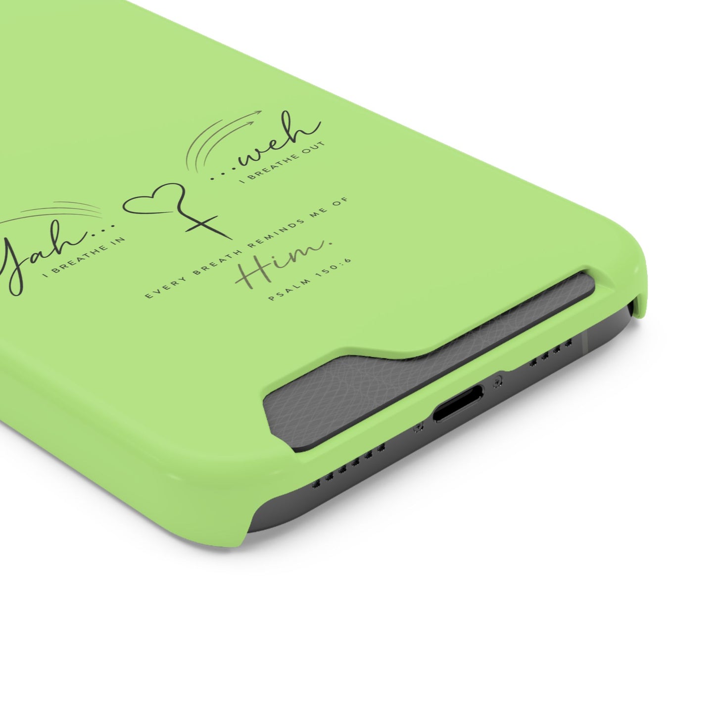 Green Faith Phone Case with Card Holder — "Yahweh" Psalm IPHONE