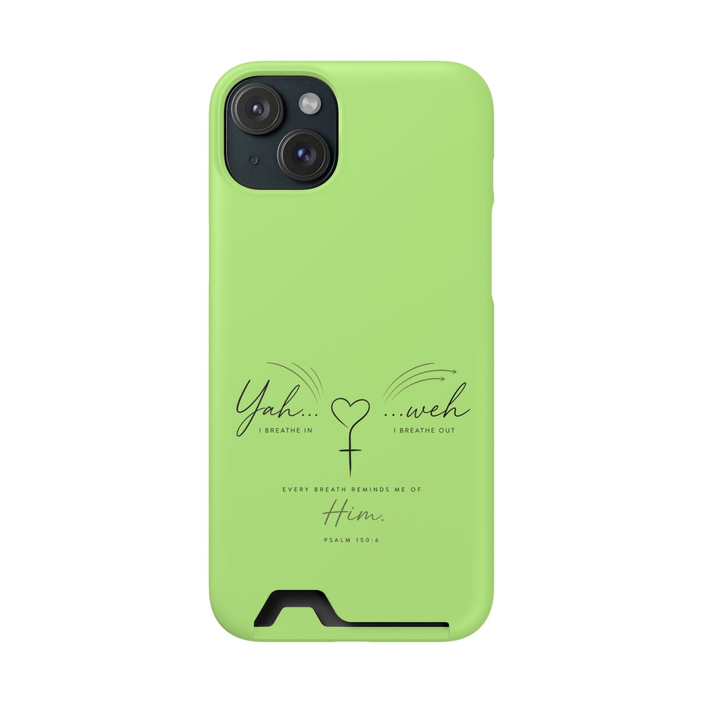 Green Faith Phone Case with Card Holder — "Yahweh" Psalm IPHONE