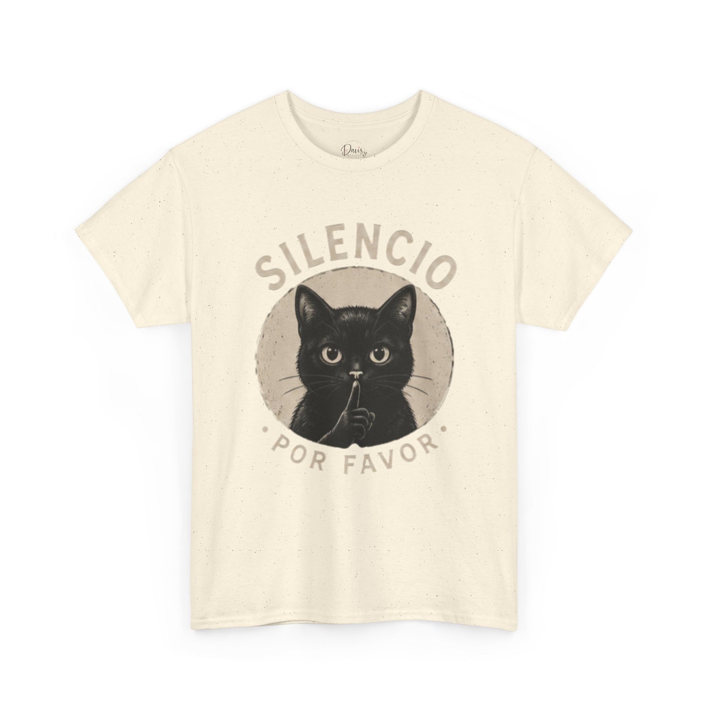 Unisex Heavy Cotton Tee Silencio Black Cat
