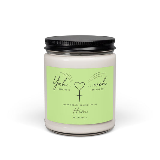 Soy Candle — "Yahweh" Inspirational Scented 9oz Jar (Biblical Psalm Label)