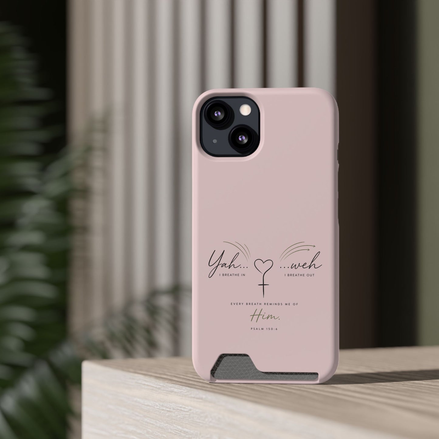 Pink Faith Phone Case with Card Holder — "Yahweh" Psalm IPHONE