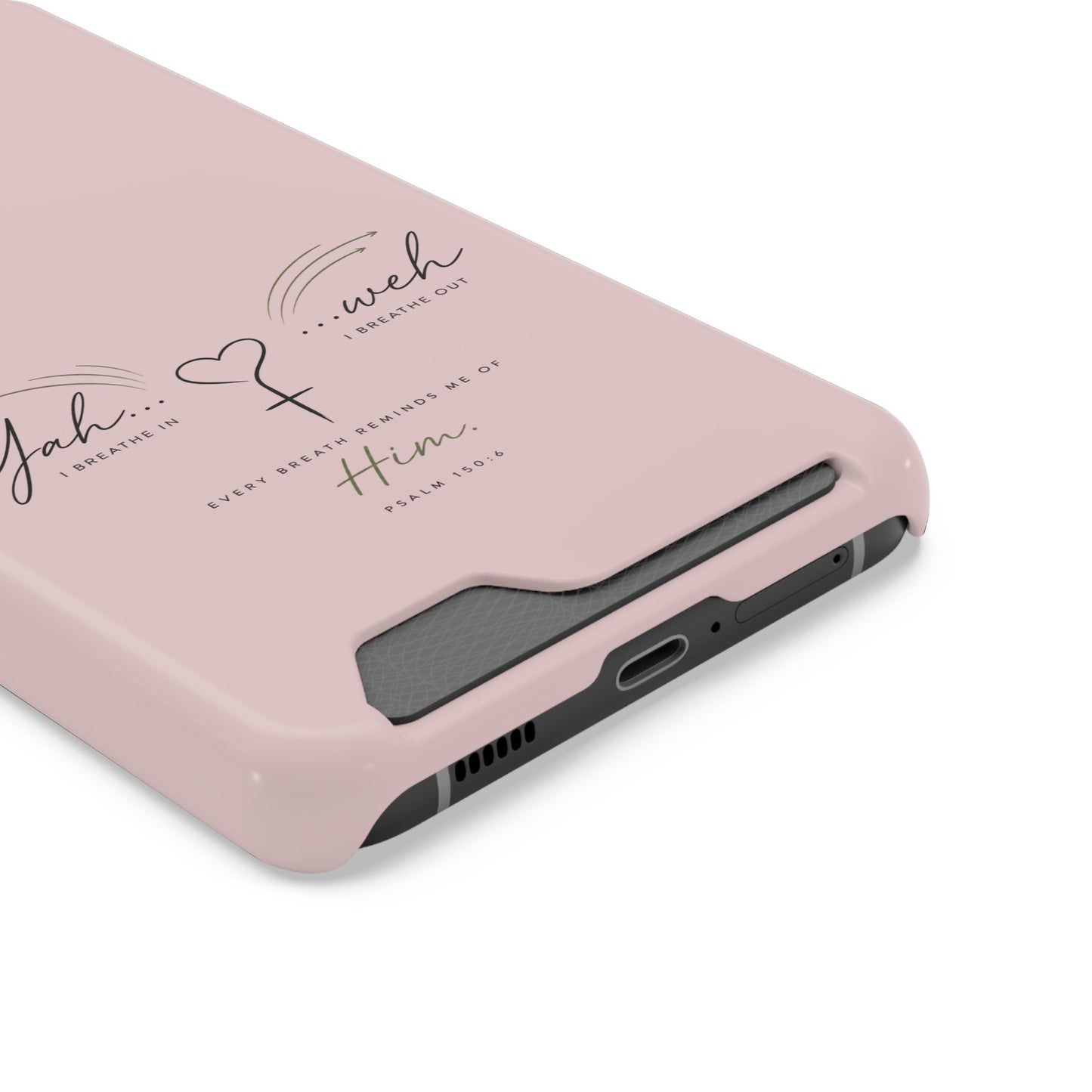 Pink Faith Phone Case with Card Holder — "Yahweh" Psalm SAMSUNG