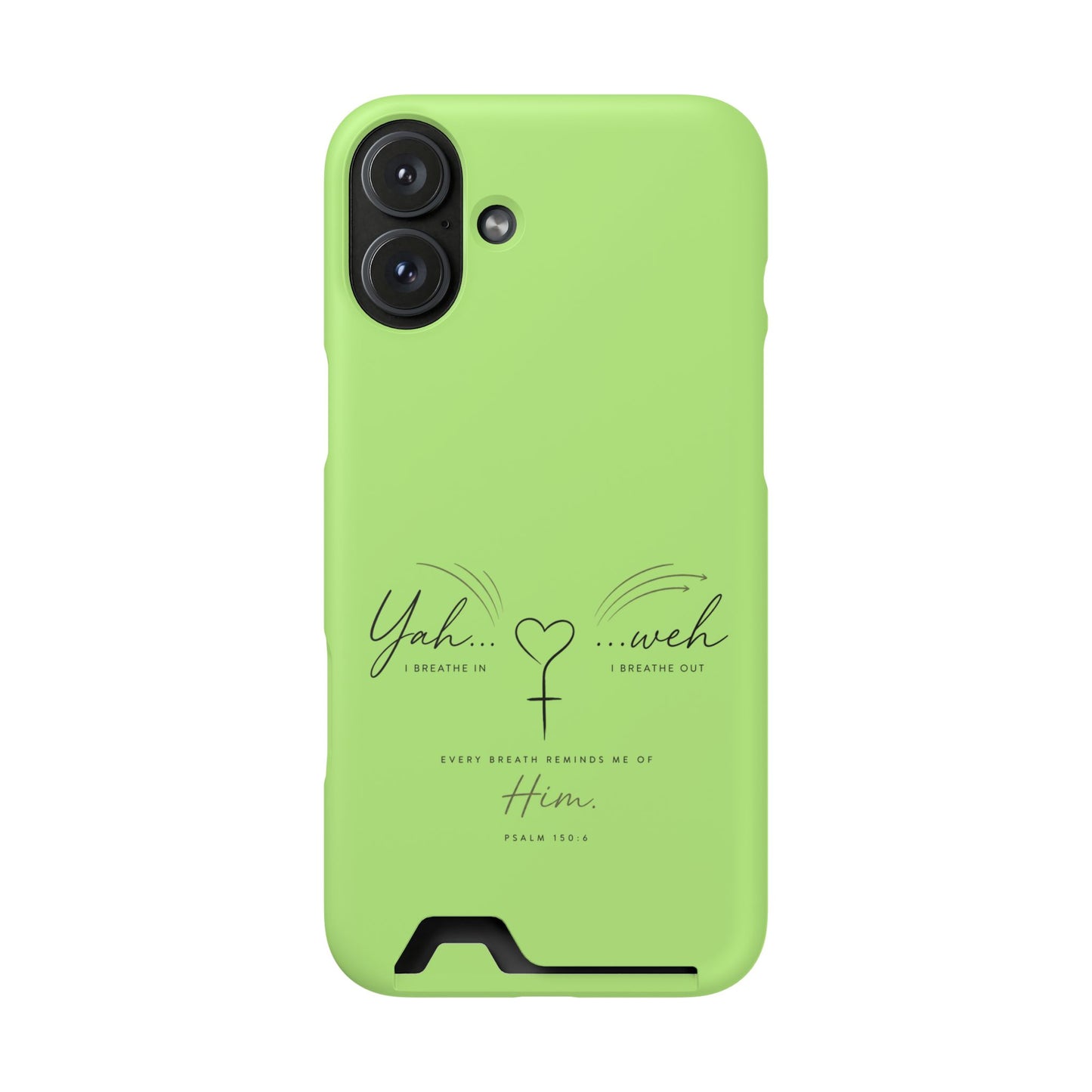 Green Faith Phone Case with Card Holder — "Yahweh" Psalm IPHONE