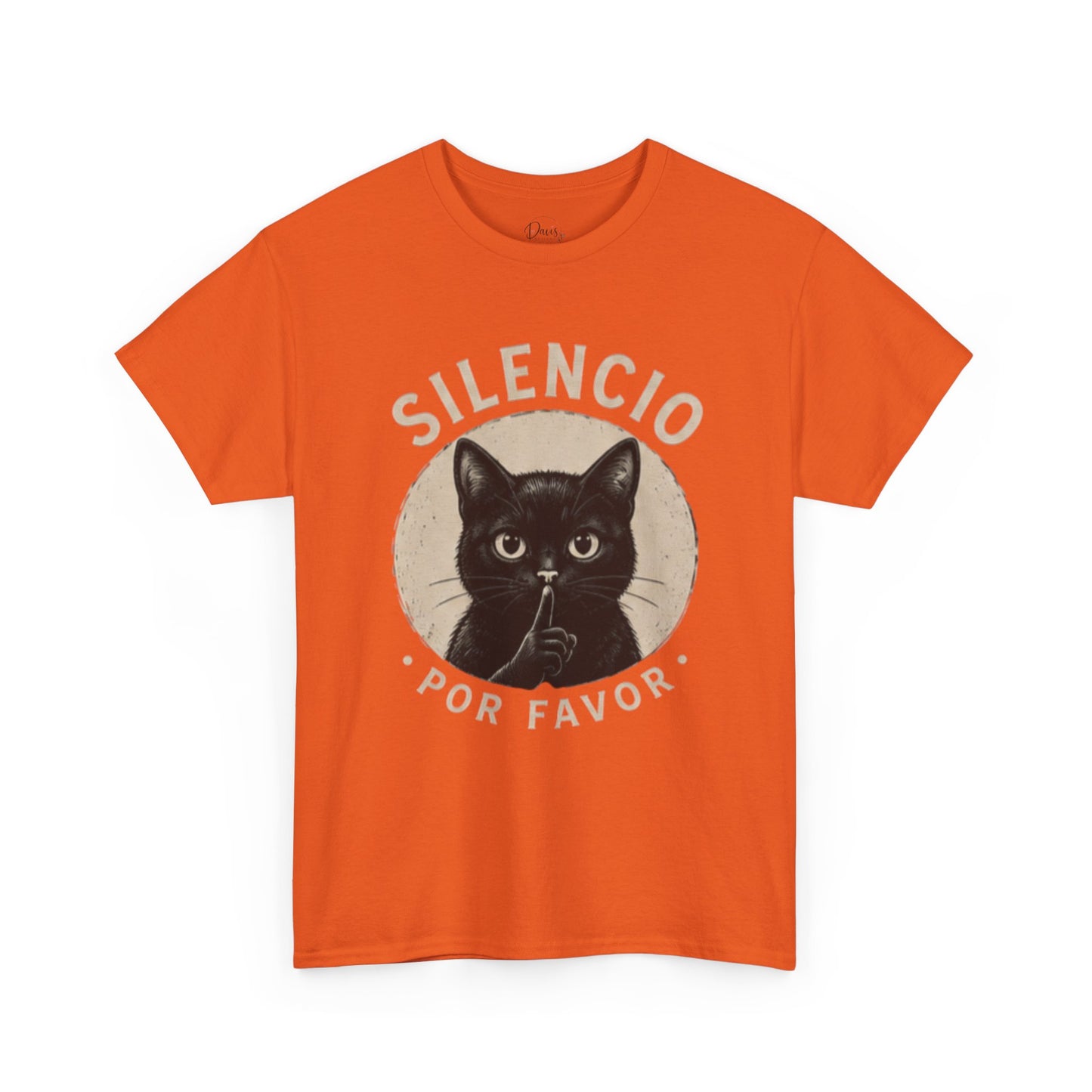 Unisex Heavy Cotton Tee Silencio Black Cat