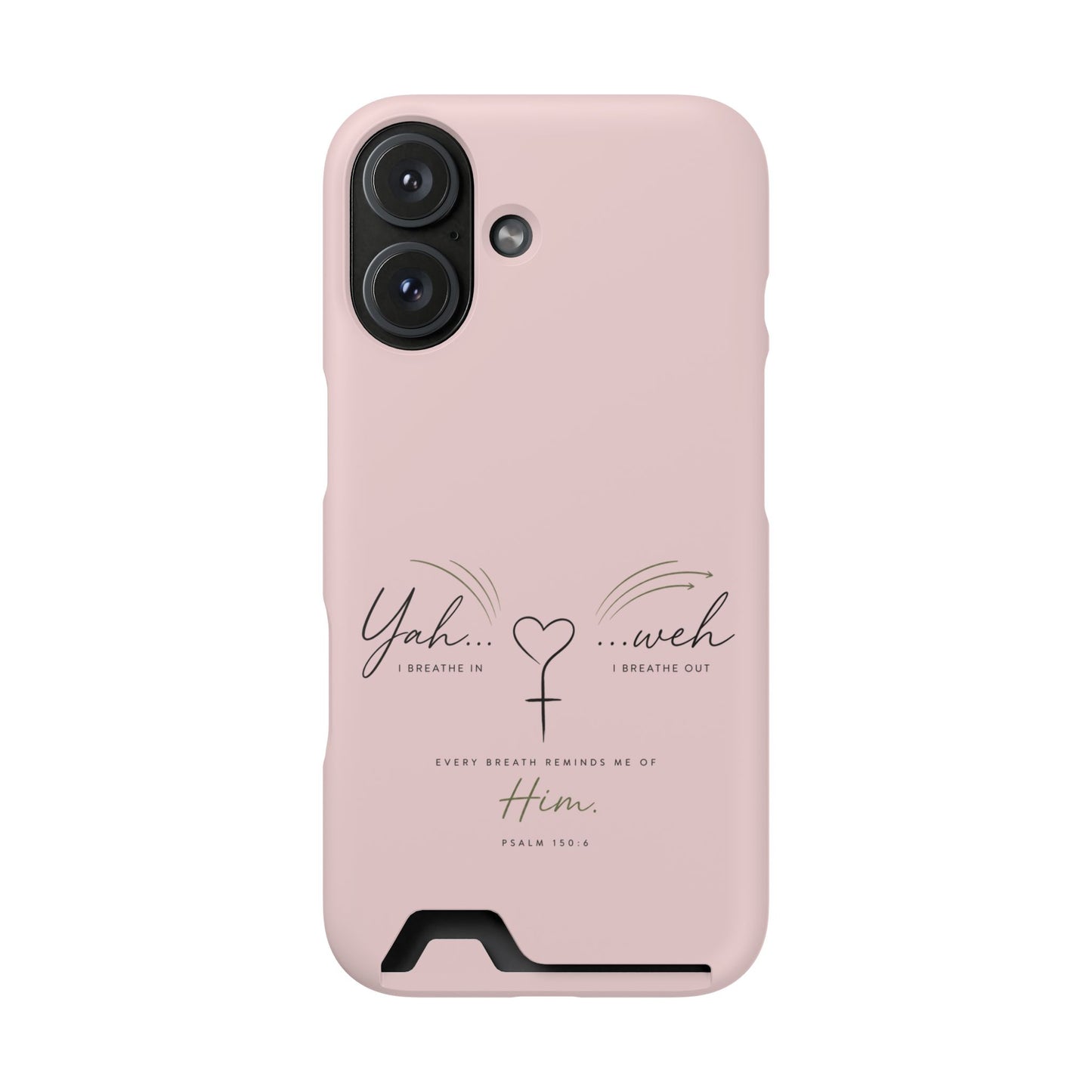 Pink Faith Phone Case with Card Holder — "Yahweh" Psalm IPHONE