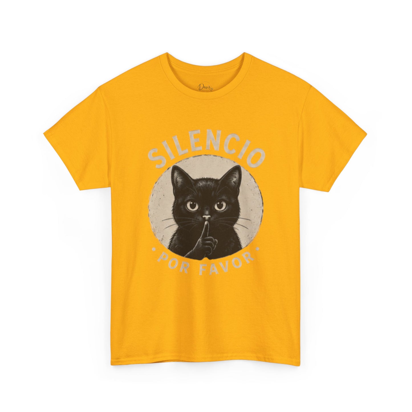 Unisex Heavy Cotton Tee Silencio Black Cat