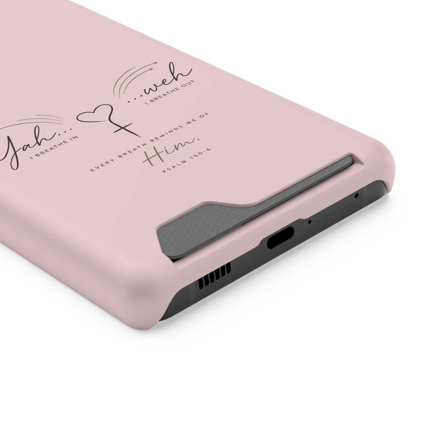 Pink Faith Phone Case with Card Holder — "Yahweh" Psalm SAMSUNG