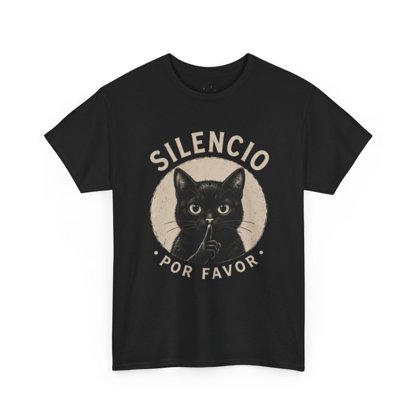 Unisex Heavy Cotton Tee Silencio Black Cat