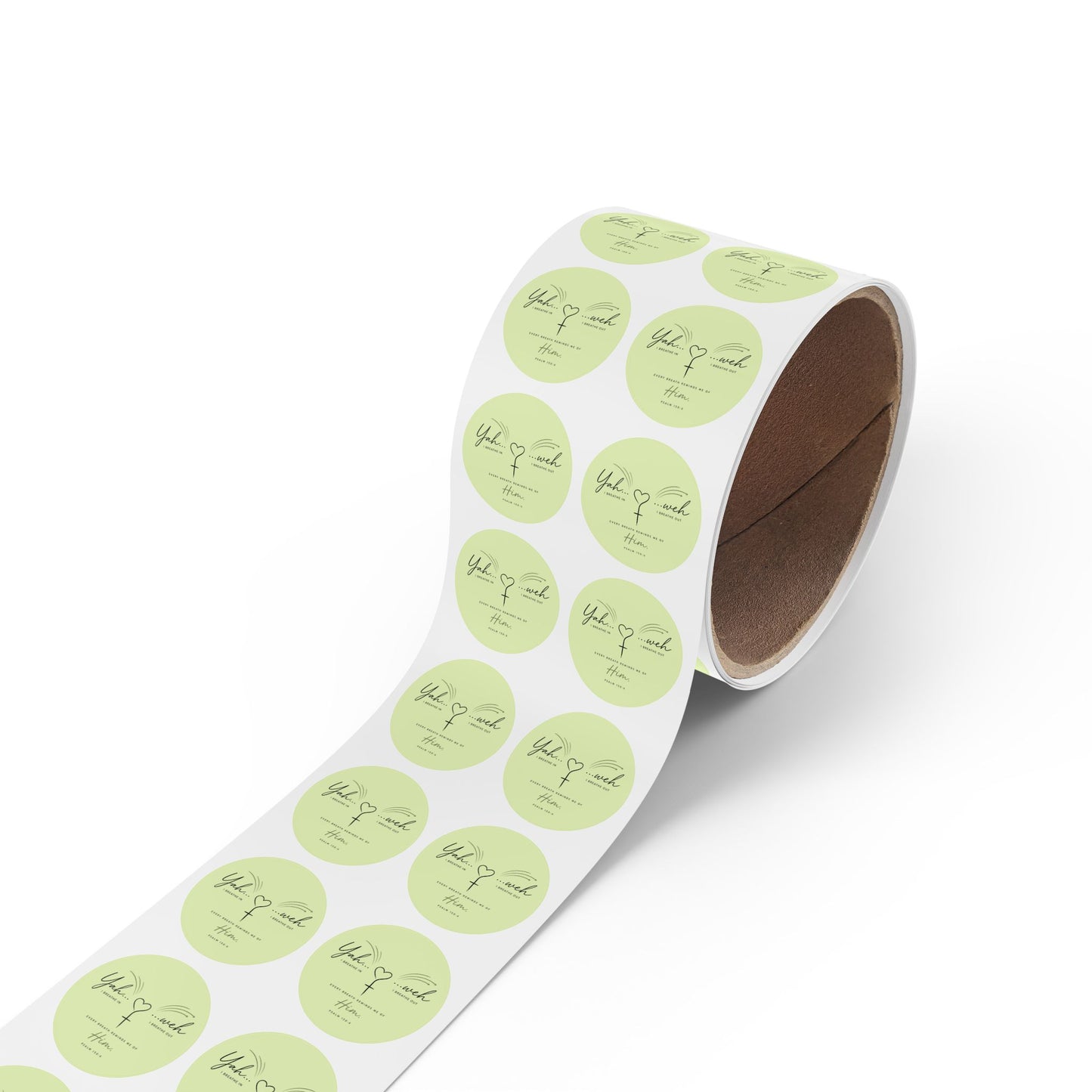 Round Inspirational Sticker Rolls – 'Breathe In, Breathe Out' Faith Label