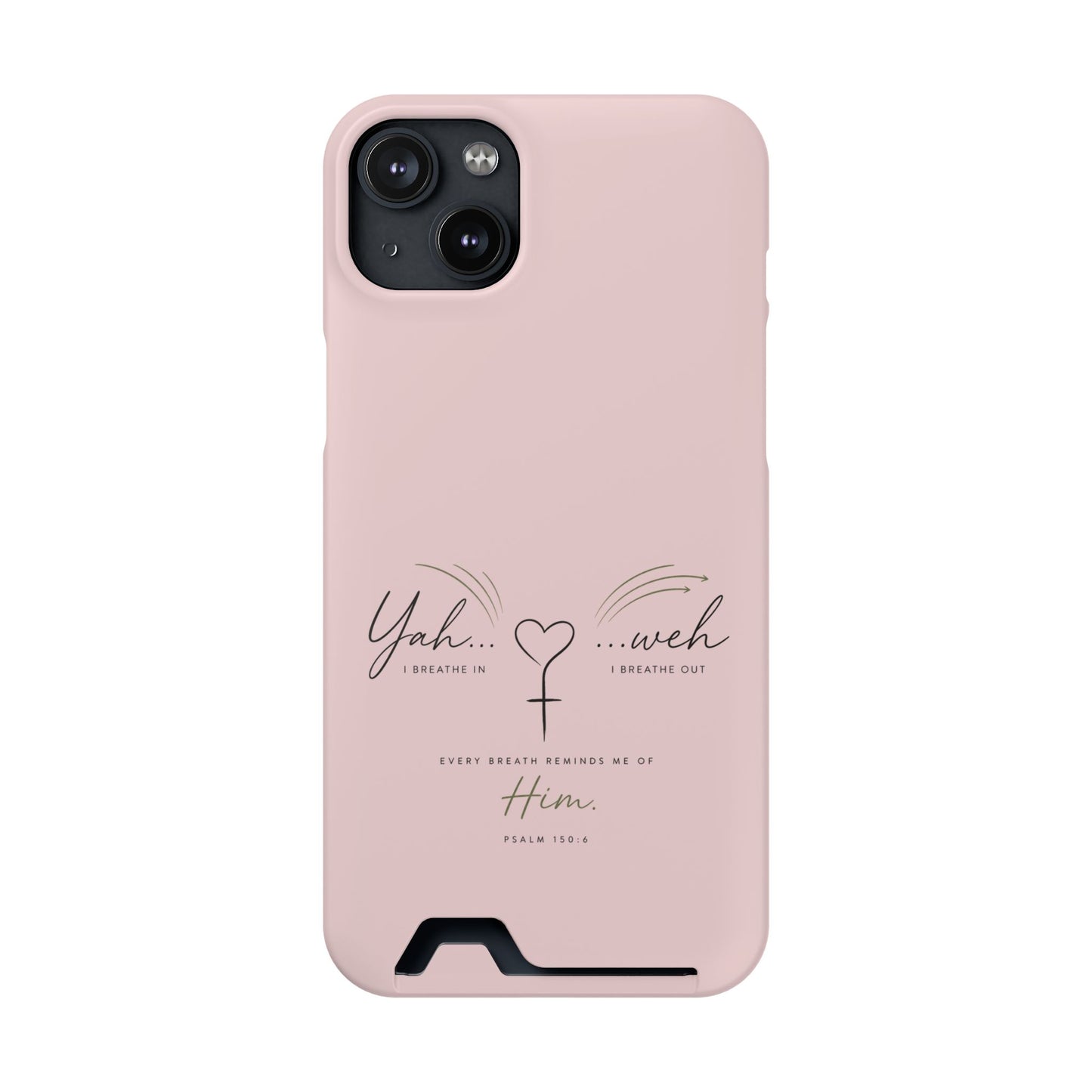 Pink Faith Phone Case with Card Holder — "Yahweh" Psalm IPHONE