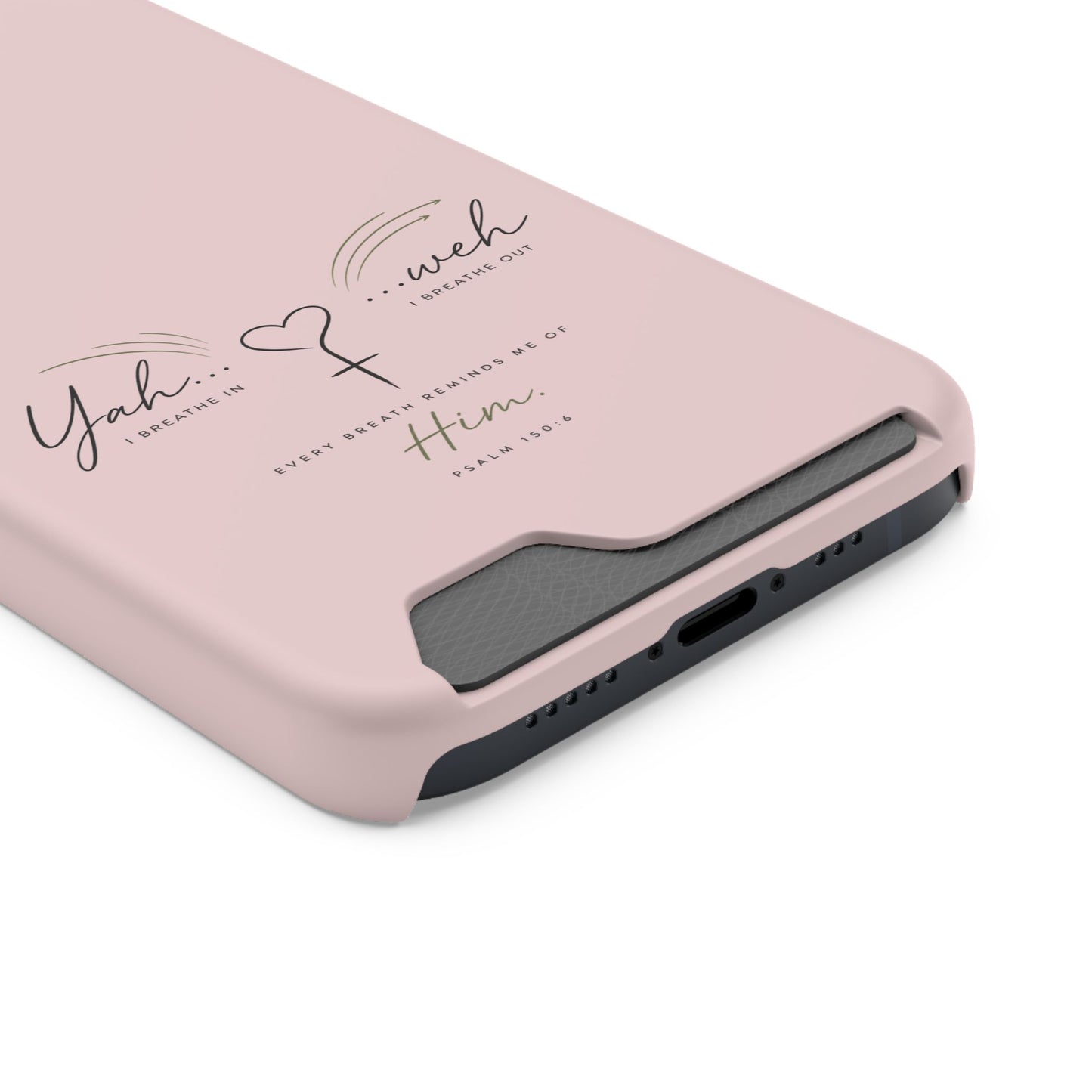 Pink Faith Phone Case with Card Holder — "Yahweh" Psalm IPHONE