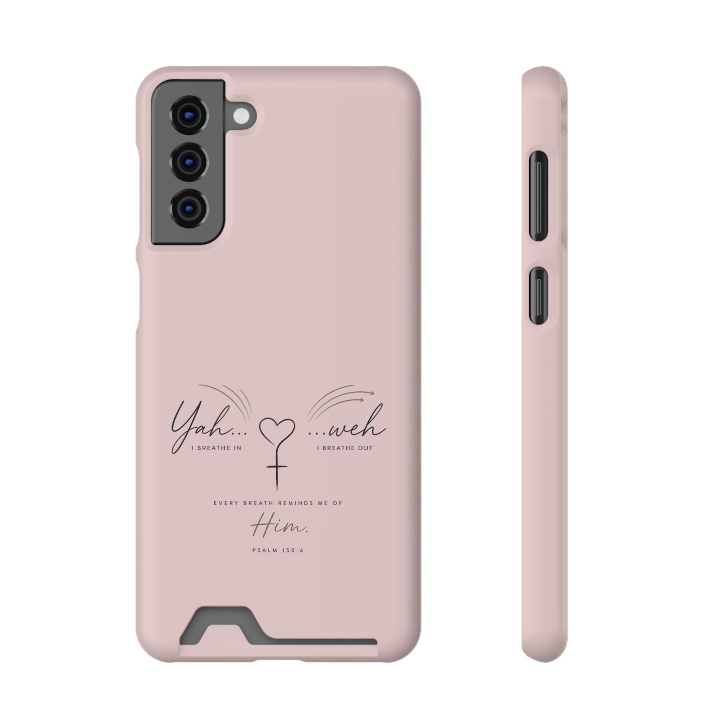 Pink Faith Phone Case with Card Holder — "Yahweh" Psalm SAMSUNG