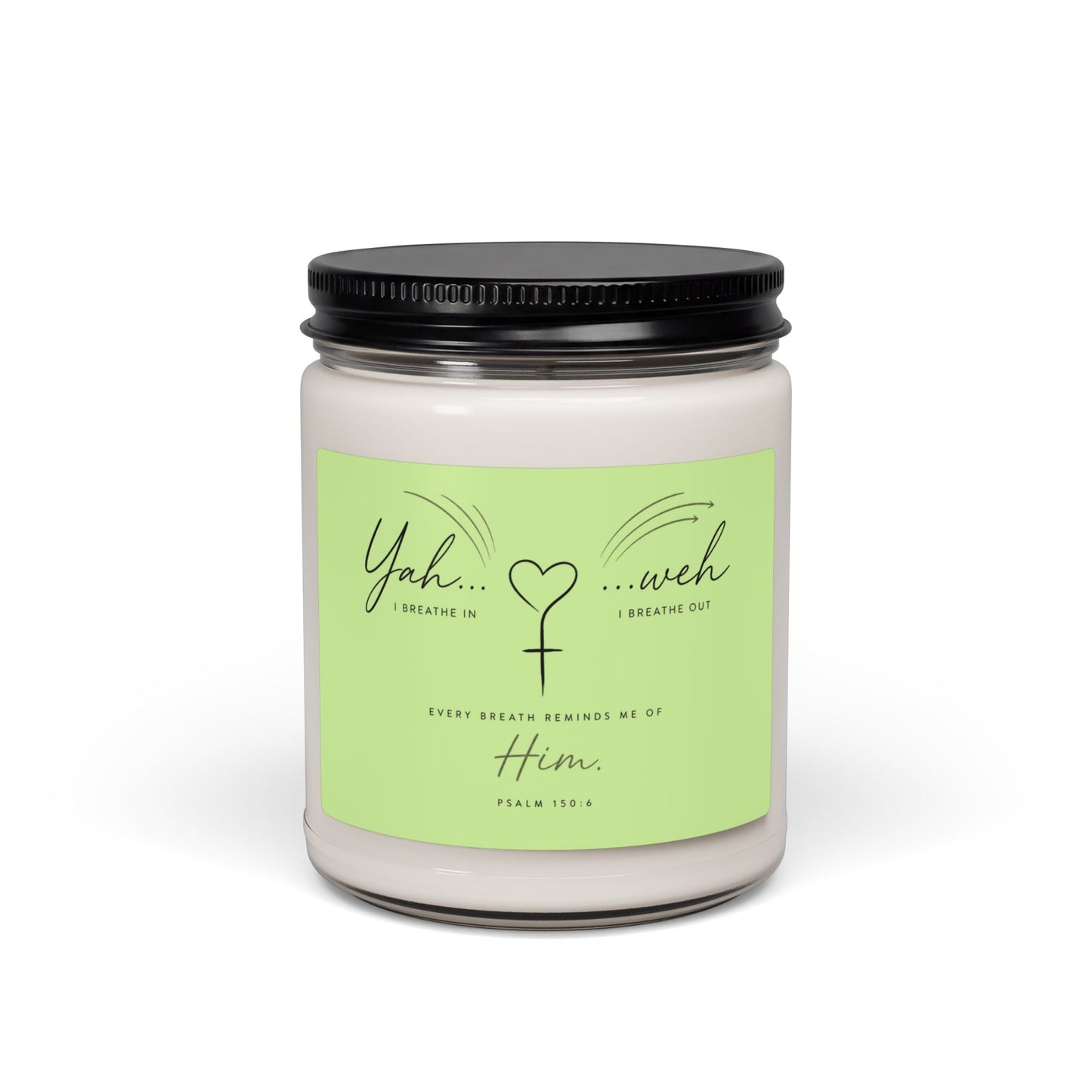 Soy Candle — "Yahweh" Inspirational Scented 9oz Jar (Biblical Psalm Label)